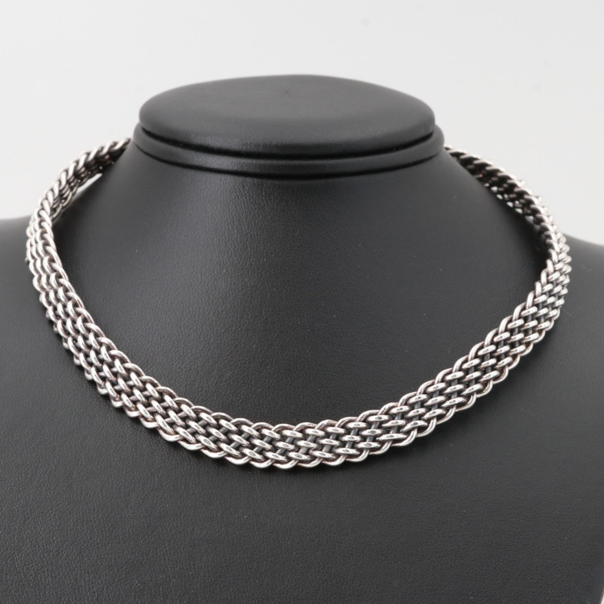 Sterling Silver Braided Collar Necklace