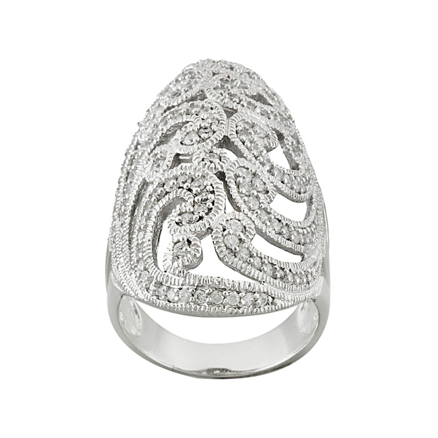 Sterling Silver Diamond Simulant Ring