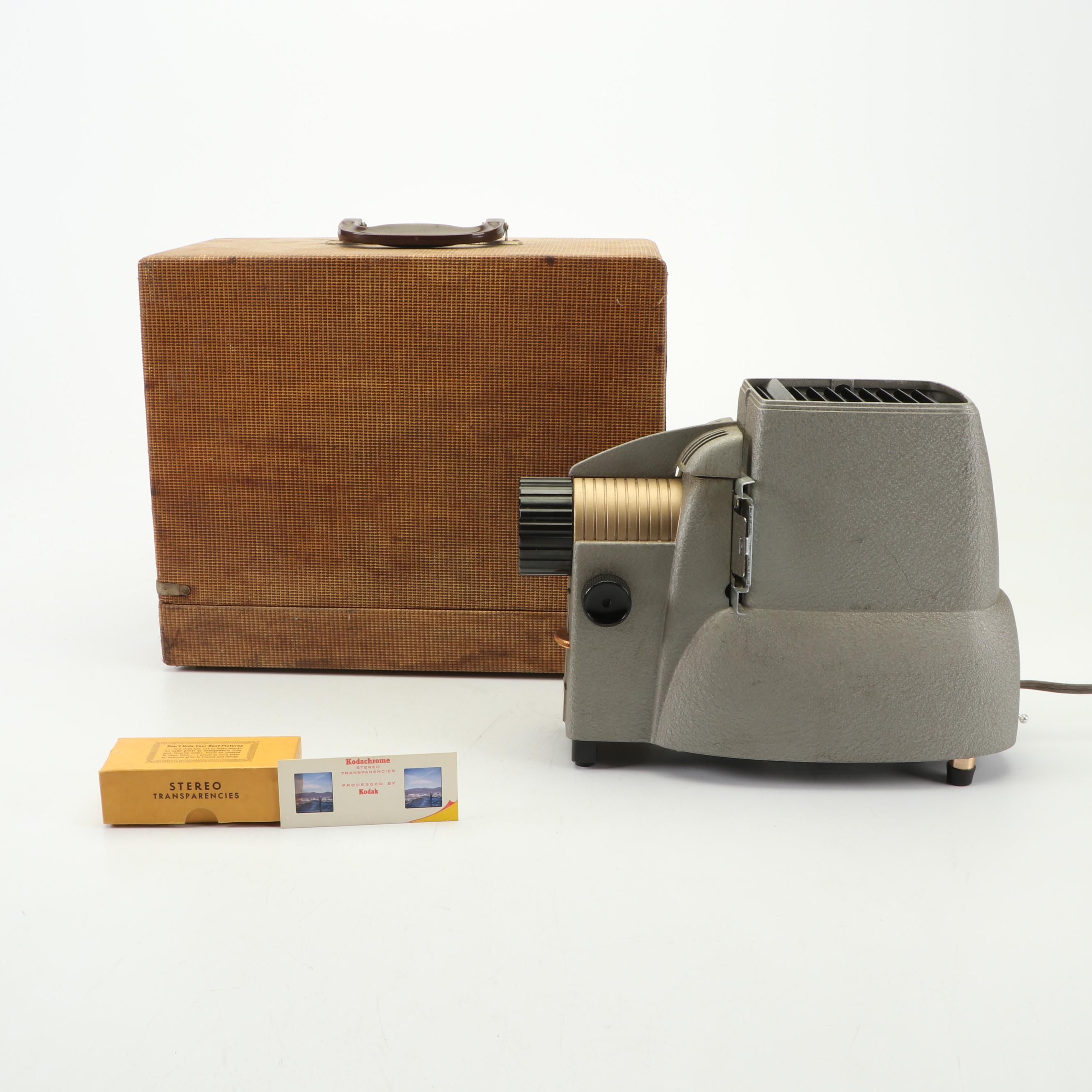 Mid-Century TDC Vivid Slide Projector with Kodak Stereo Transparencies