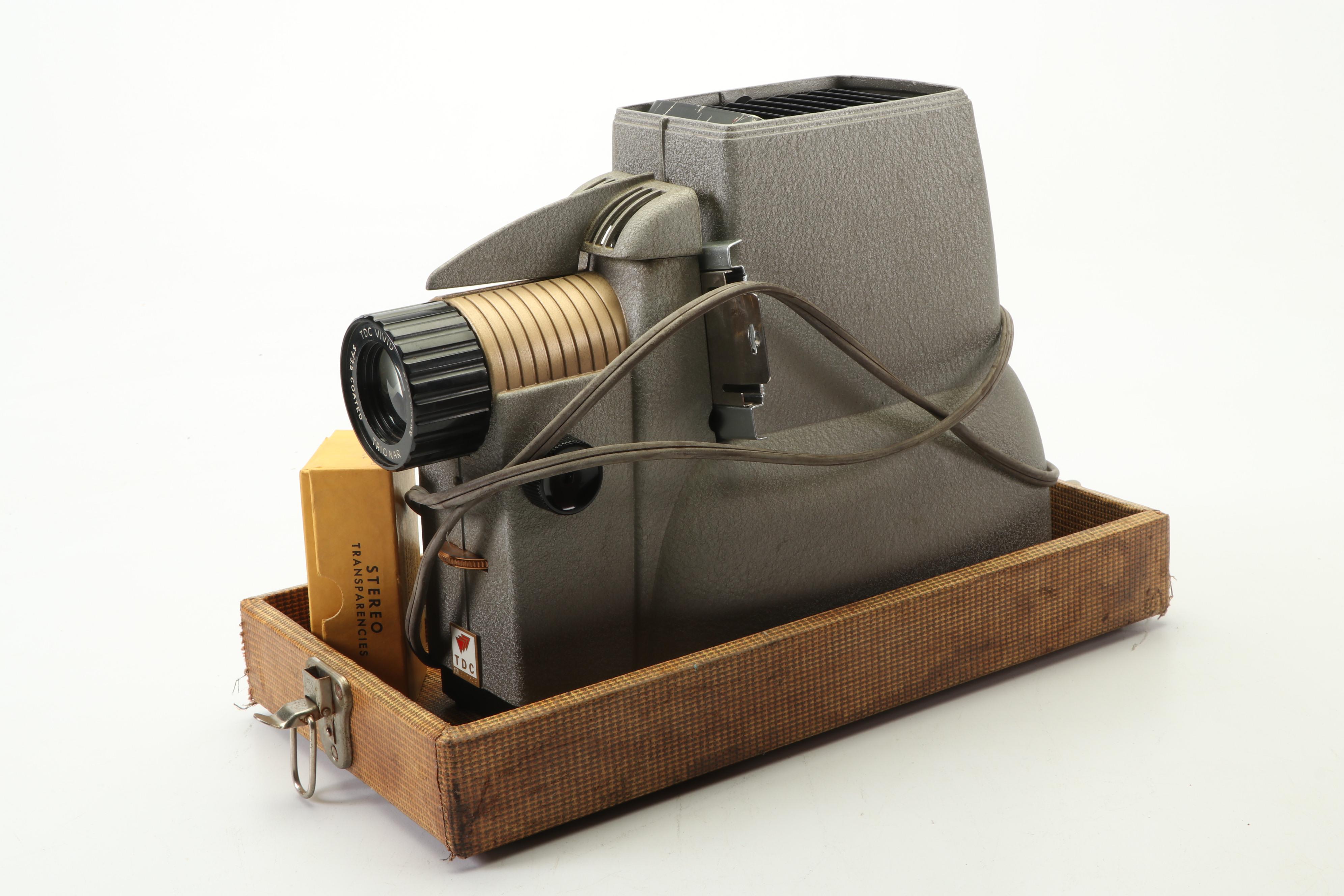 Mid-Century TDC Vivid Slide Projector with Kodak Stereo Transparencies