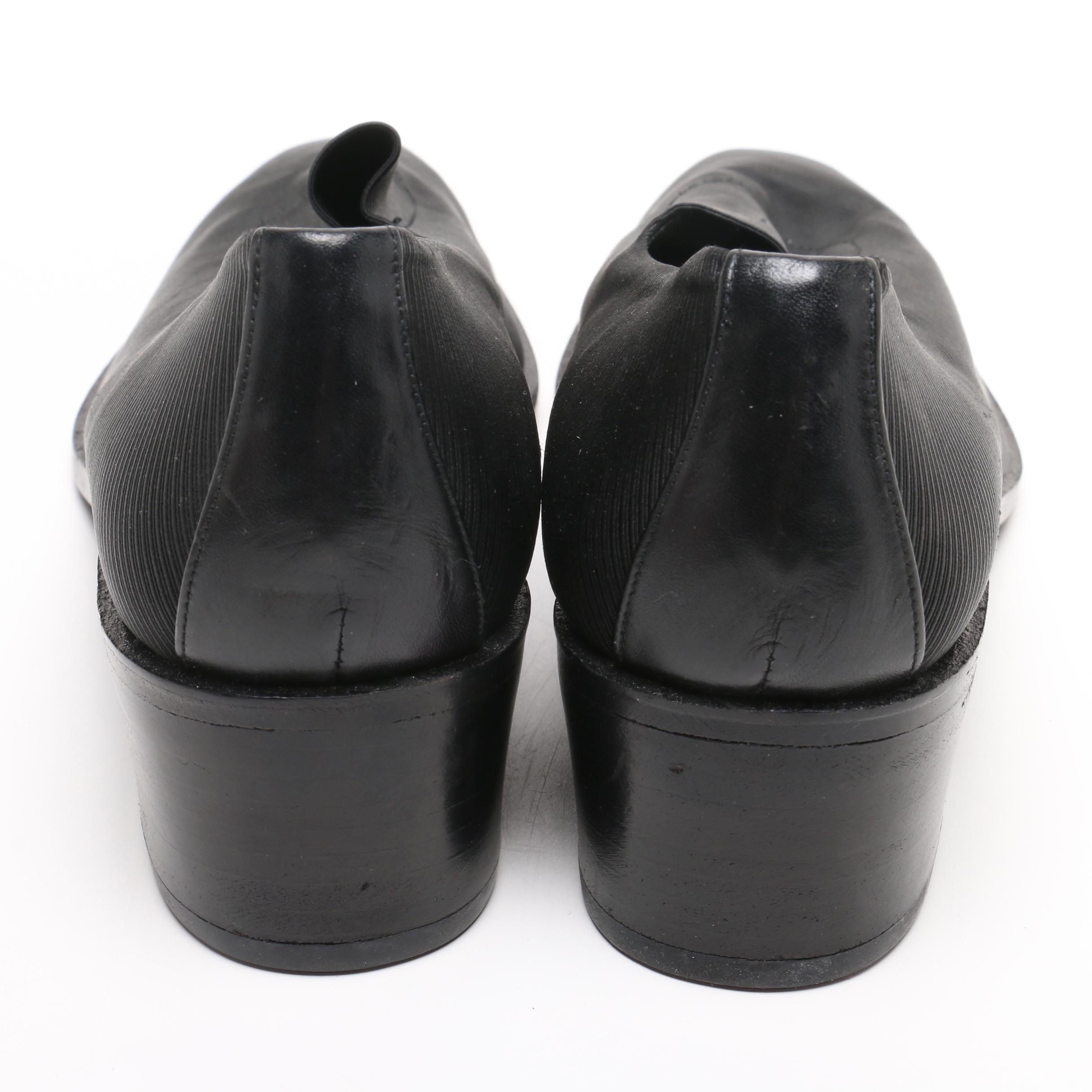 Tory Burch Black Leather Logo Flats and Donald J Pliner Block Heel Pumps