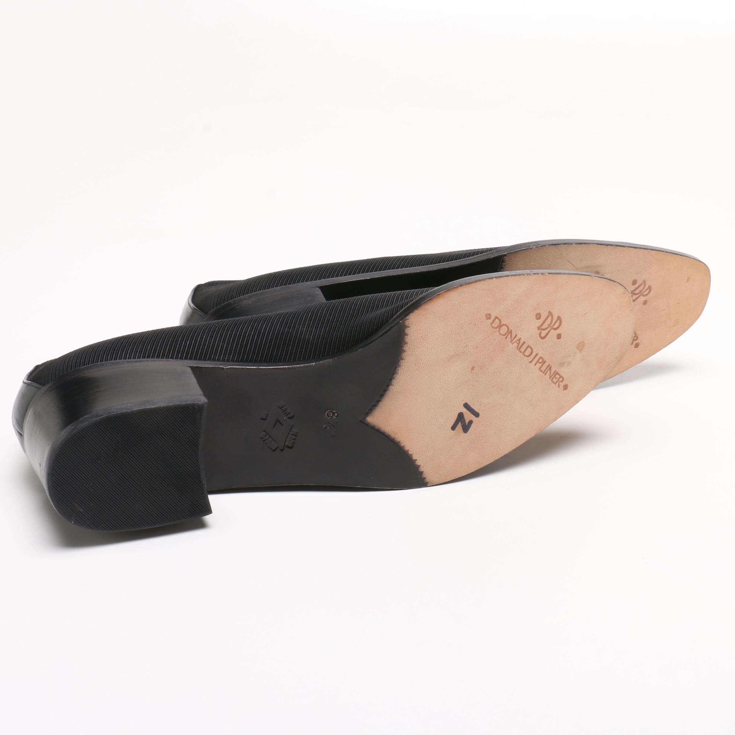 Tory Burch Black Leather Logo Flats and Donald J Pliner Block Heel Pumps