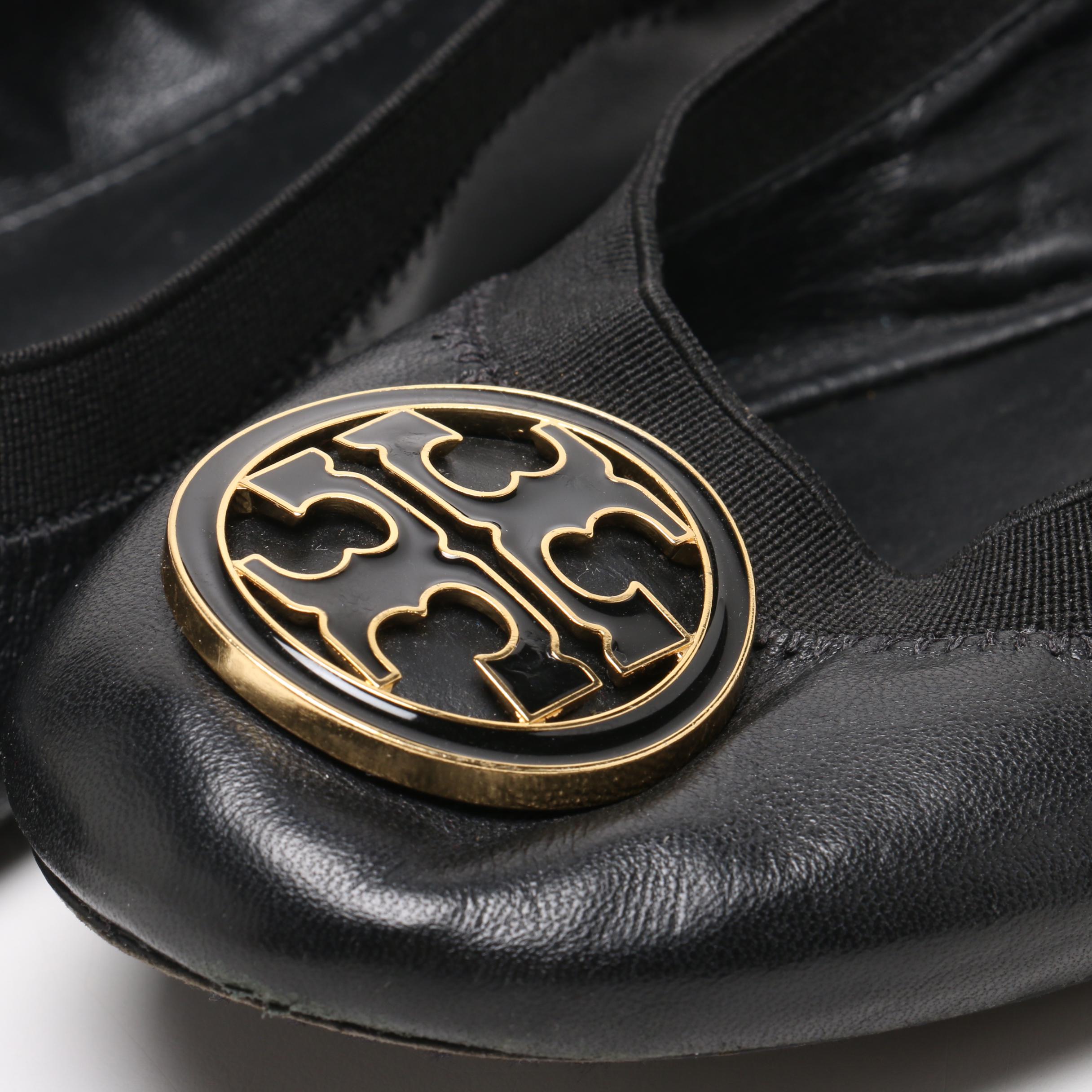 Tory Burch Black Leather Logo Flats and Donald J Pliner Block Heel Pumps