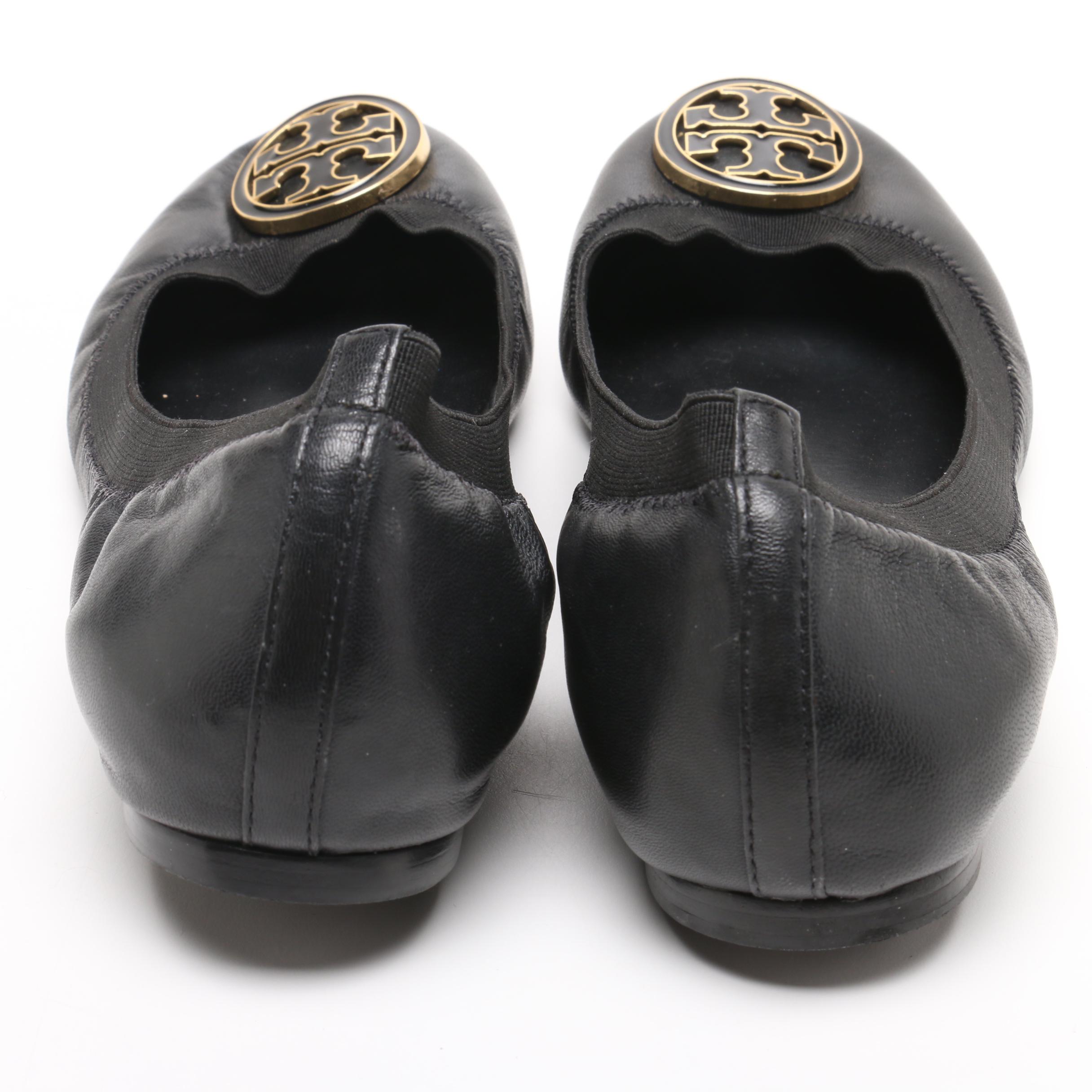 Tory Burch Black Leather Logo Flats and Donald J Pliner Block Heel Pumps