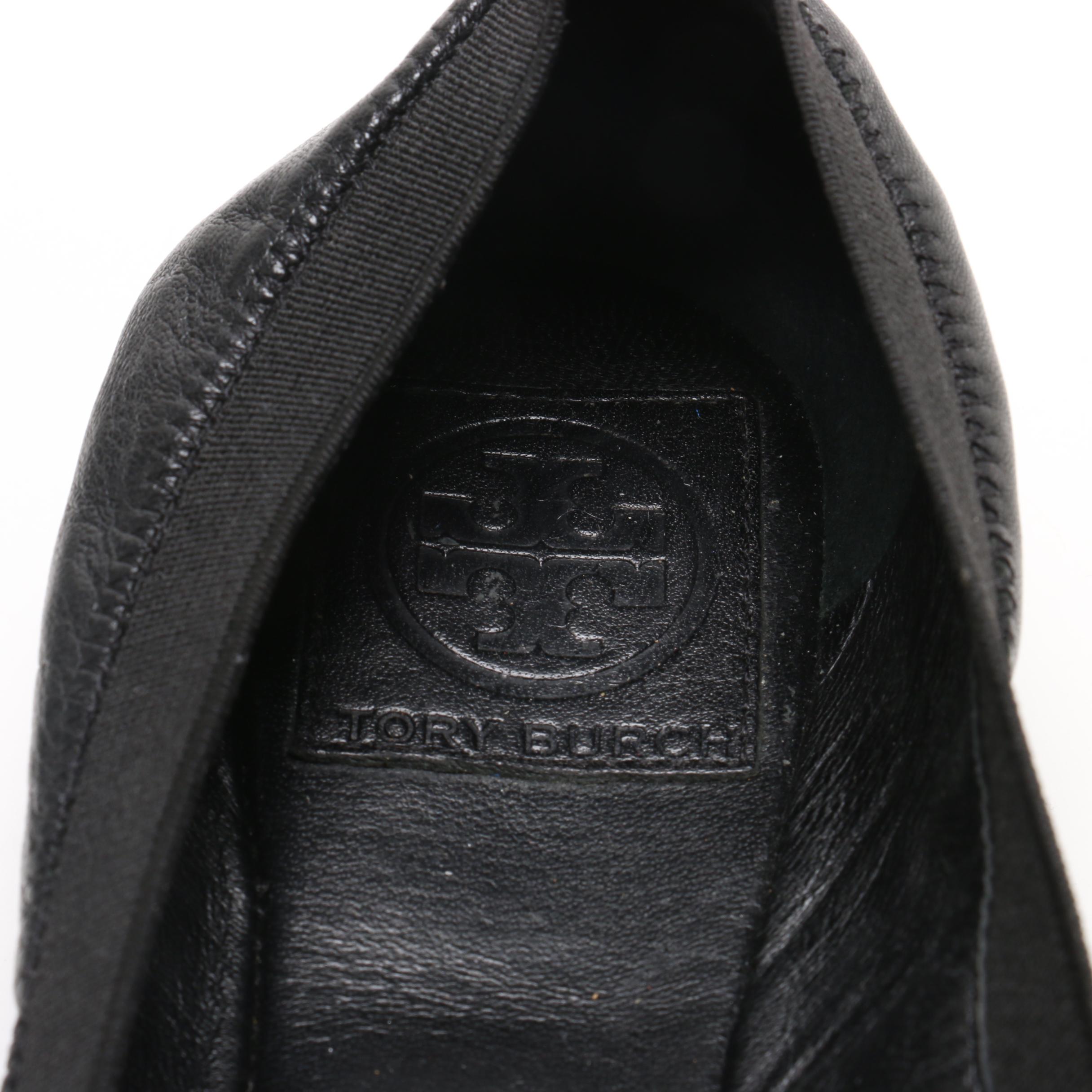 Tory Burch Black Leather Logo Flats and Donald J Pliner Block Heel Pumps