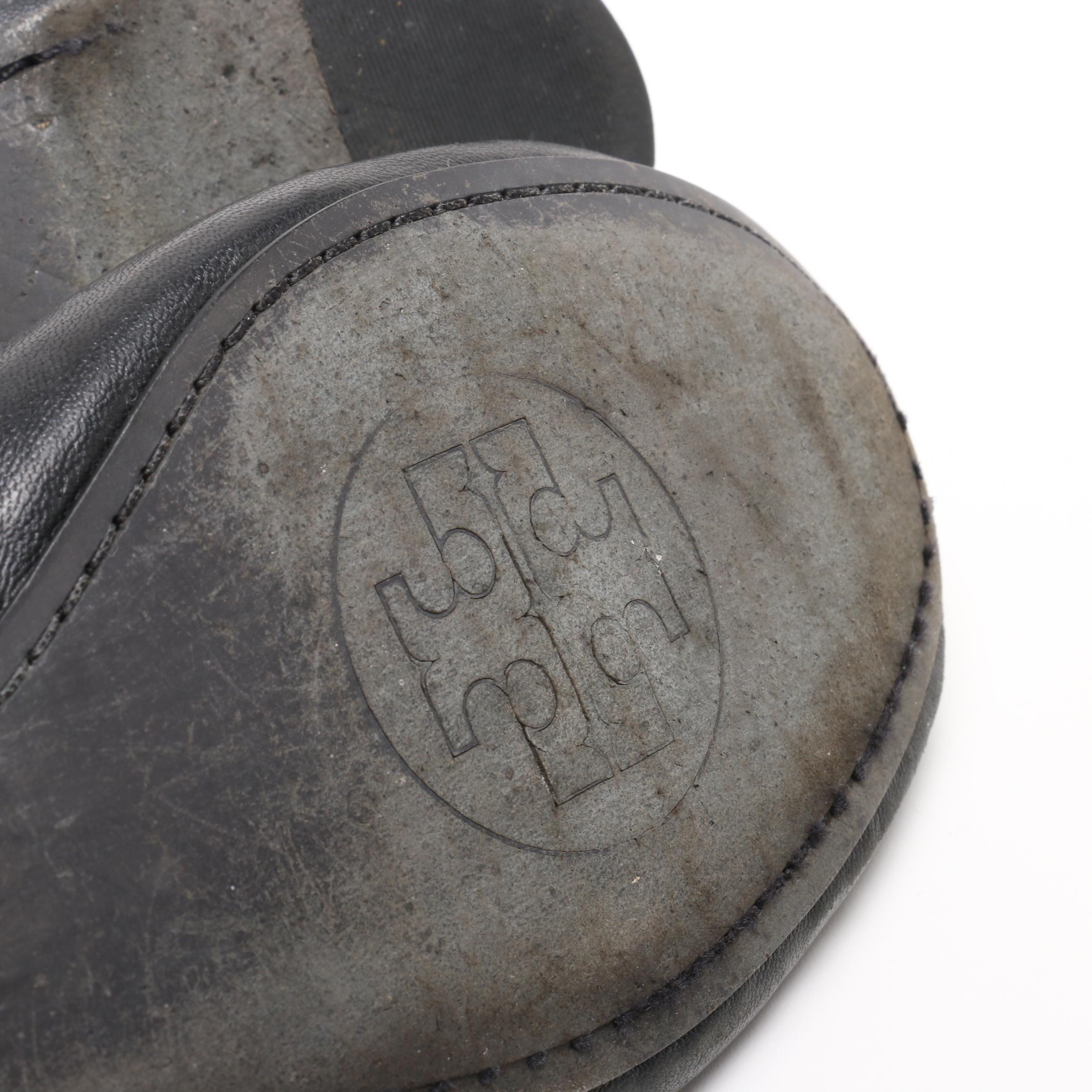 Tory Burch Black Leather Logo Flats and Donald J Pliner Block Heel Pumps