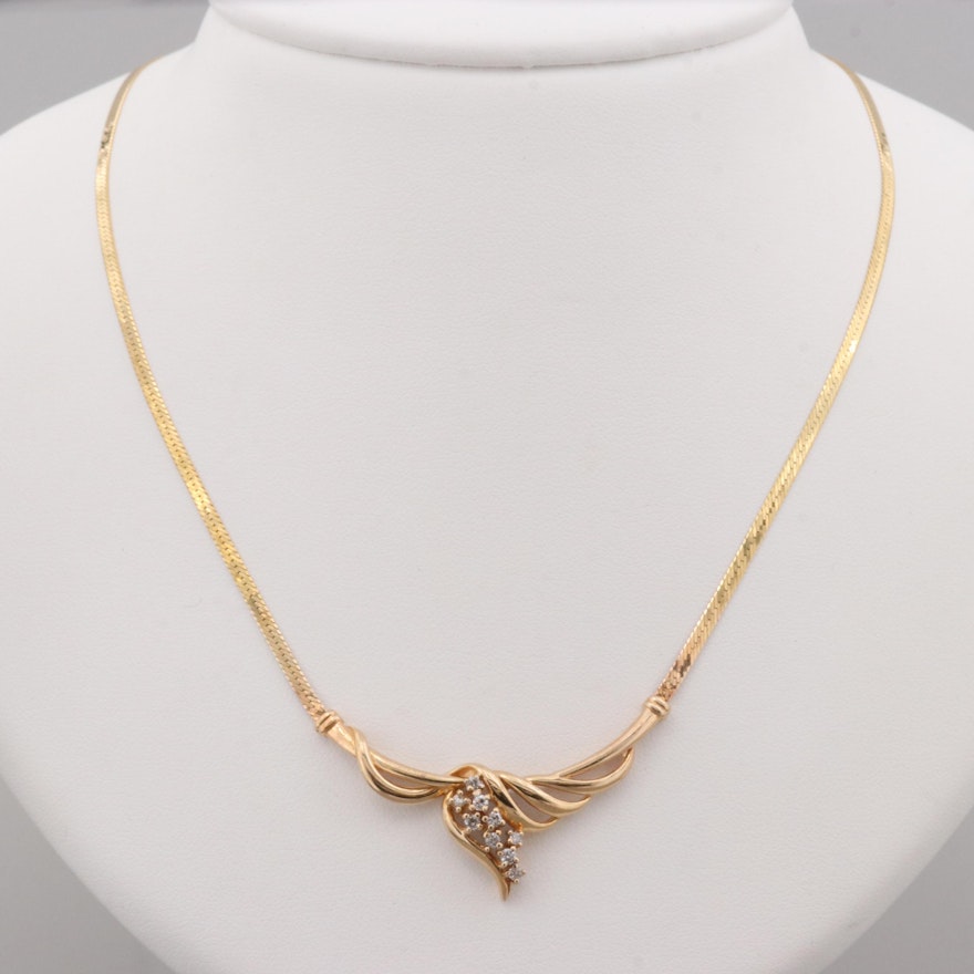 14K Yellow Gold Diamond Necklace