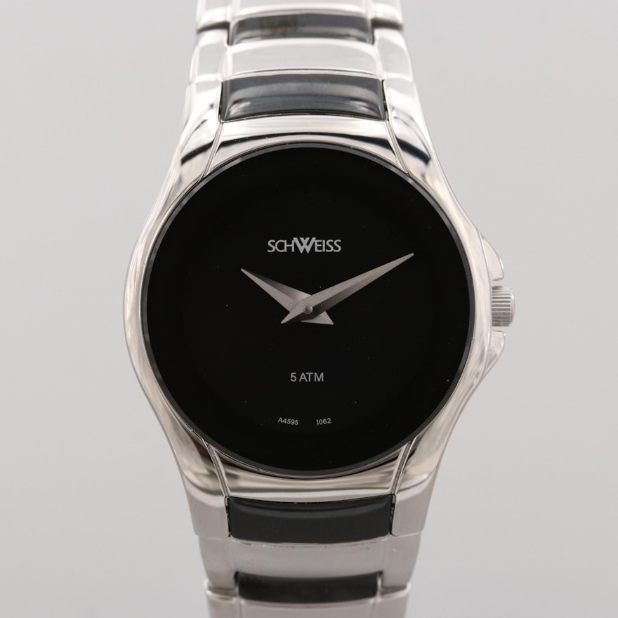 Schweiss Swiss Stainless Steel Quartz Wristwatch With a Black Dial
