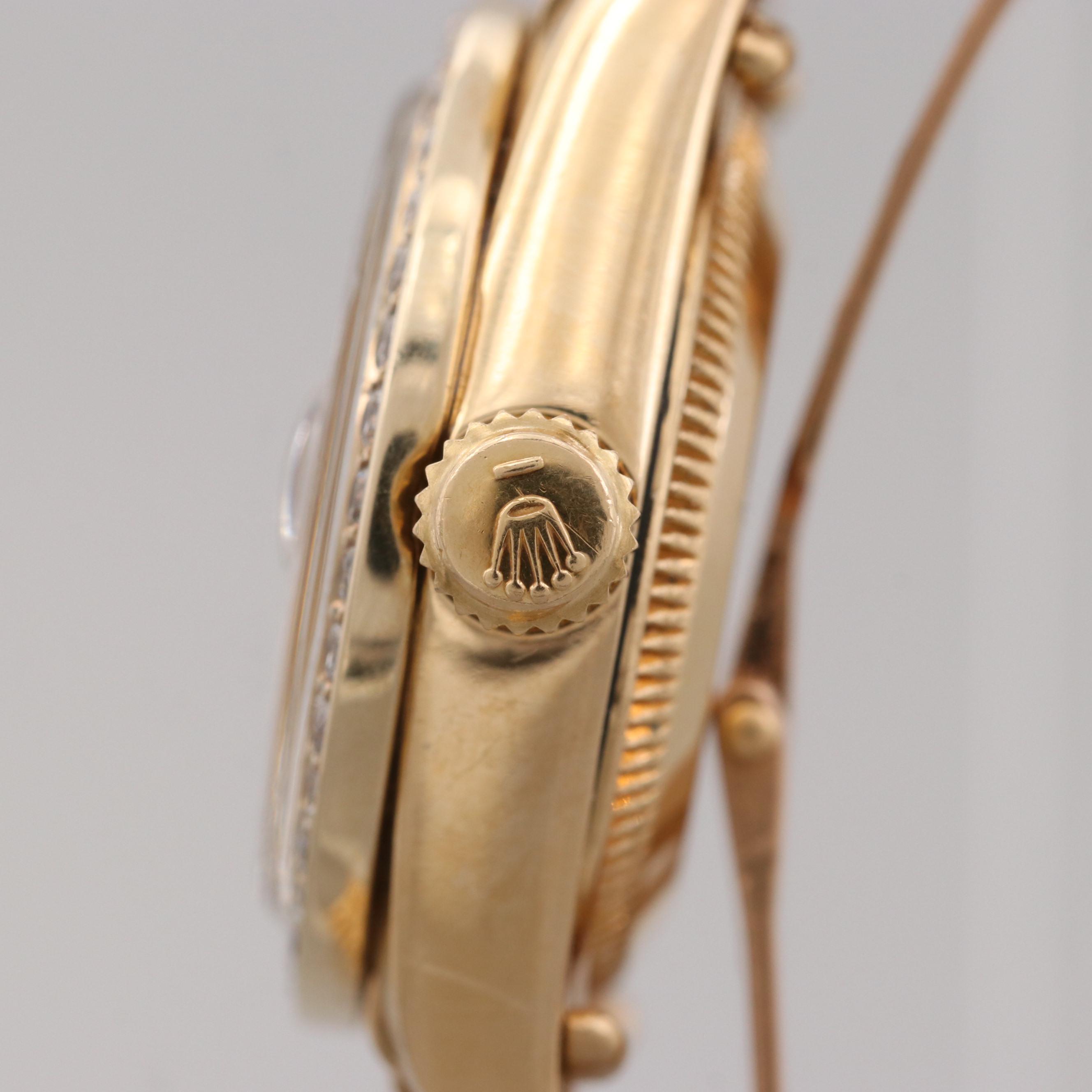 Vintage Rolex Datejust 18K Gold and Diamond Automatic Watch, 1983