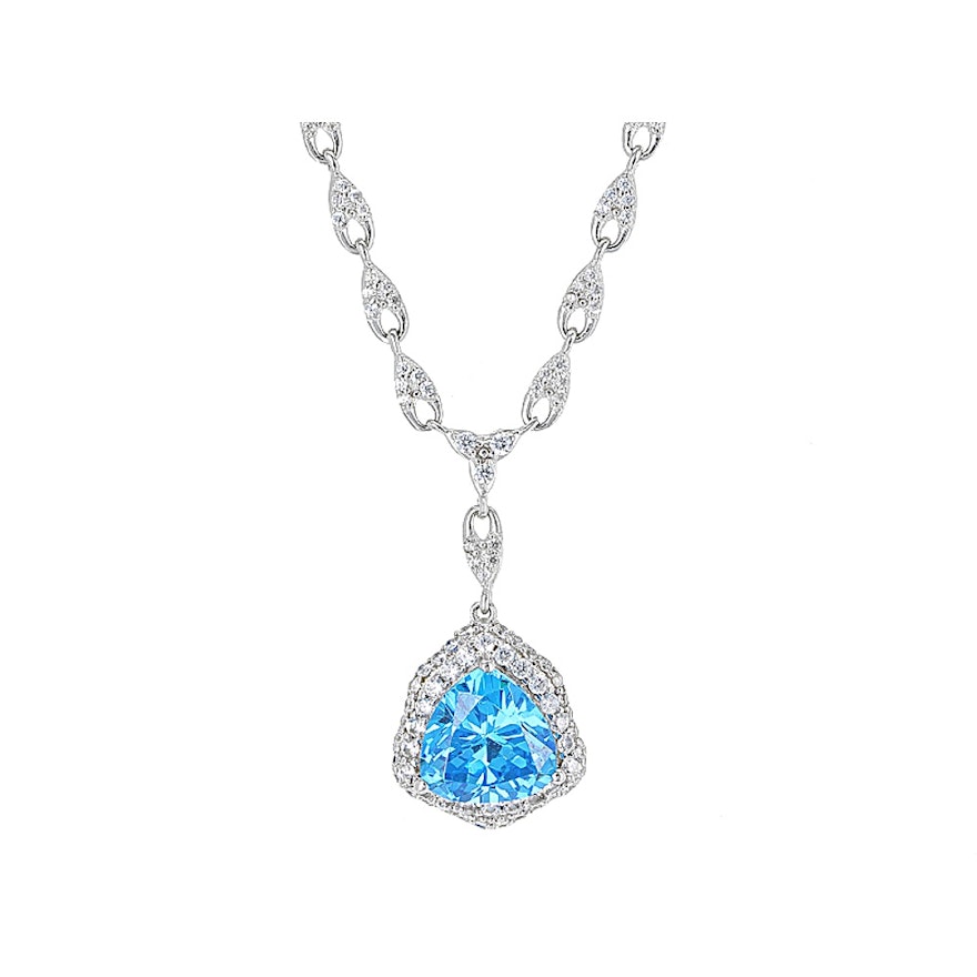 Sterling Silver Gemstone Simulants Necklace