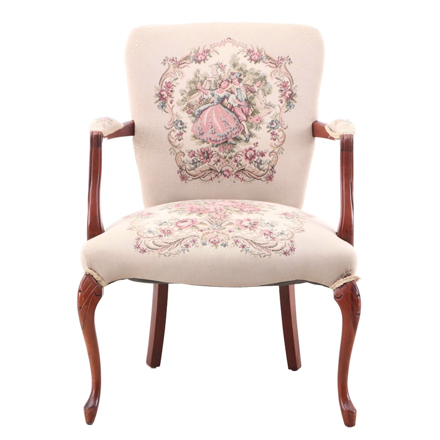 Louis XV Style Walnut Armchair, Late 19th Century