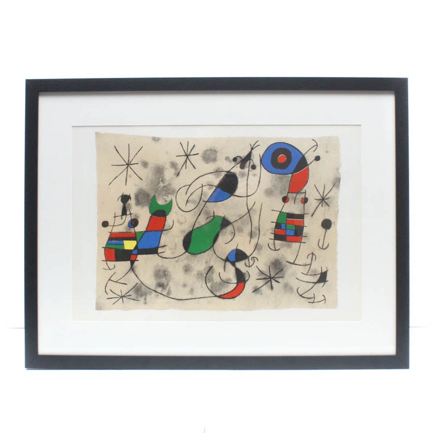 Joan Miró Double Page Lithographic Print for "Derrière le Miroir"