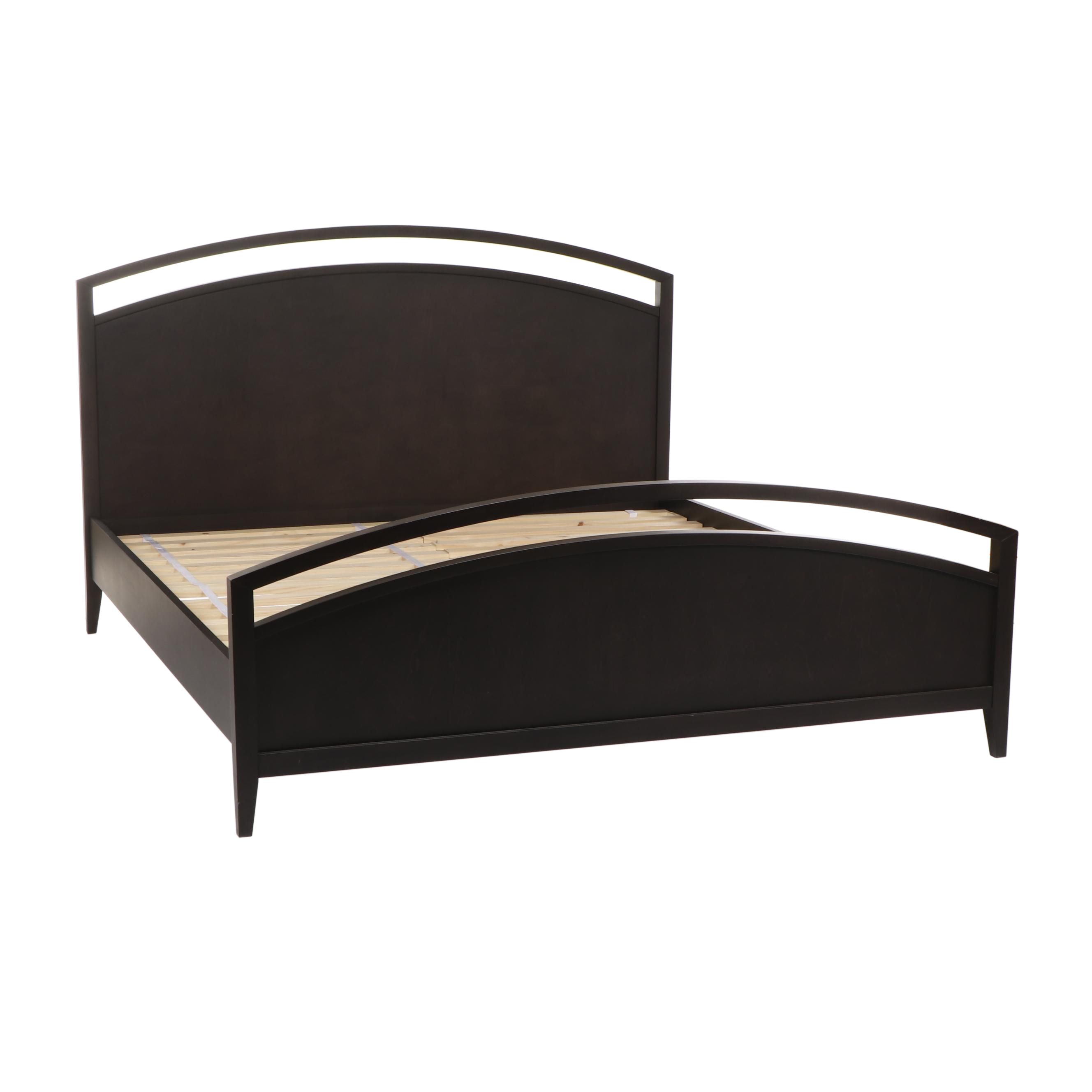 Crate & Barrel "Arch" Grey-Brown Wooden King Sized Bed frame