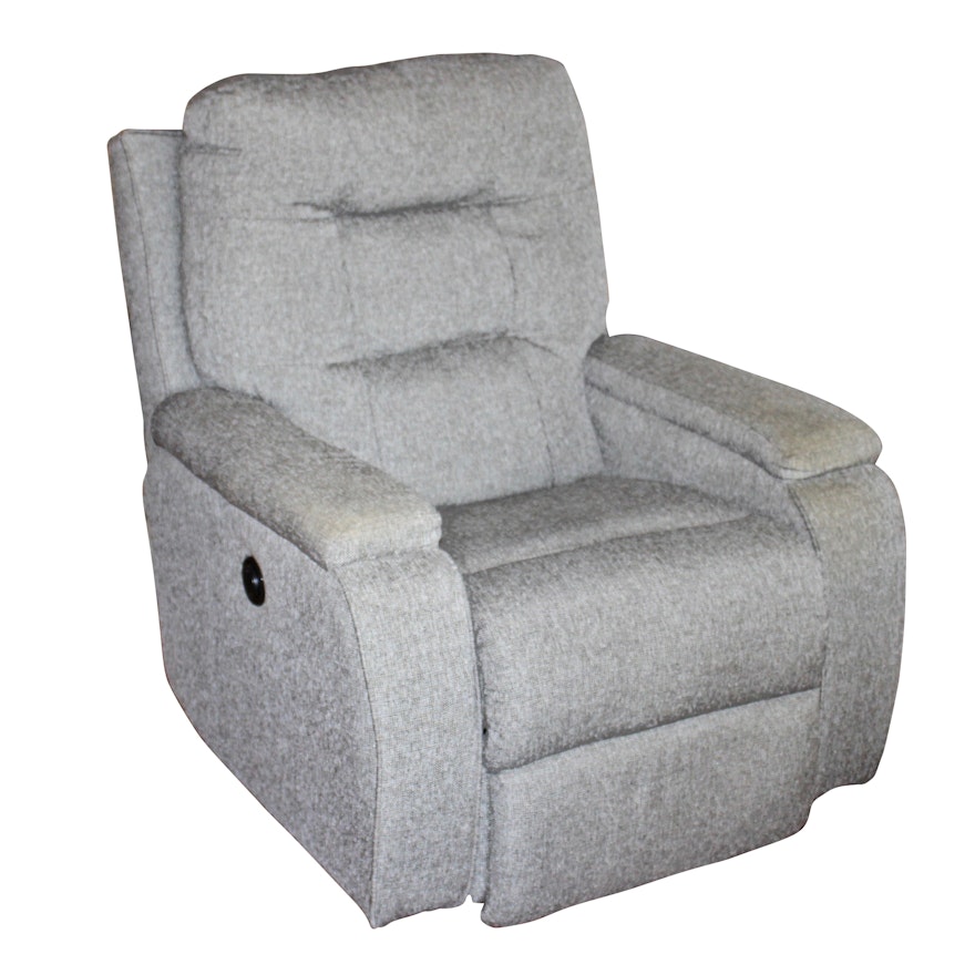 Leggett & Platt Gray Upholstered Electric Recliner, Contemporary