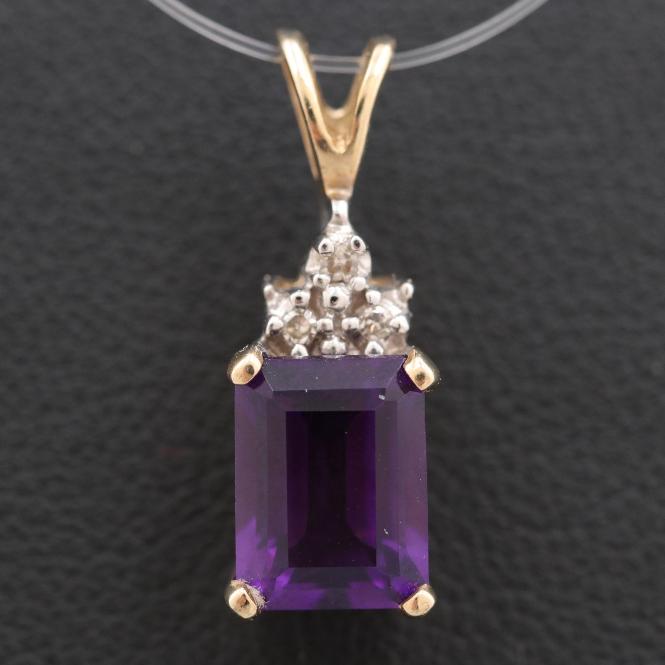 Alwand Vahan 10K Yellow Gold Amethyst and Diamond Pendant