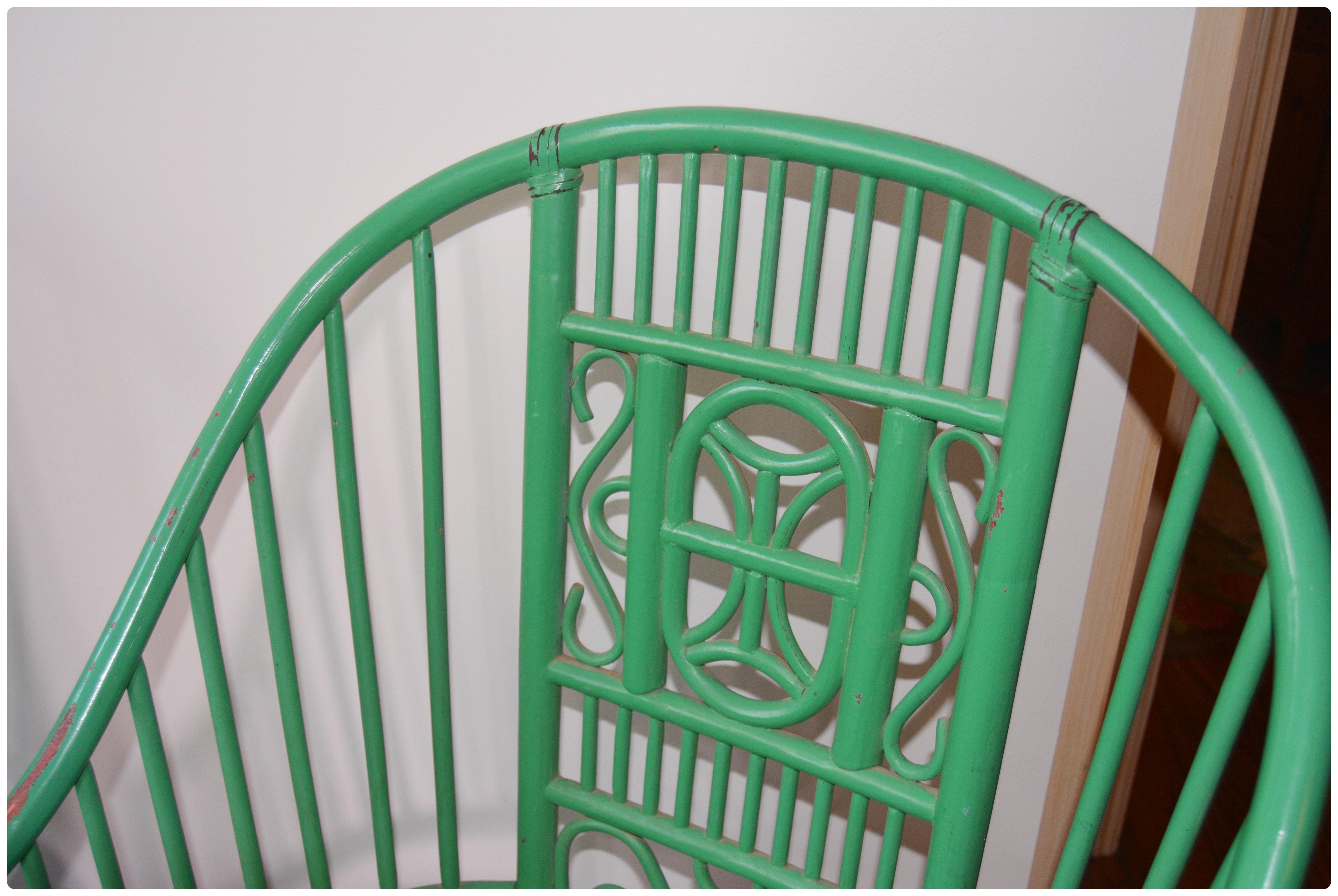 Painted Bentwood Bamboo Chair with Cane Seat, Pair, Vintage