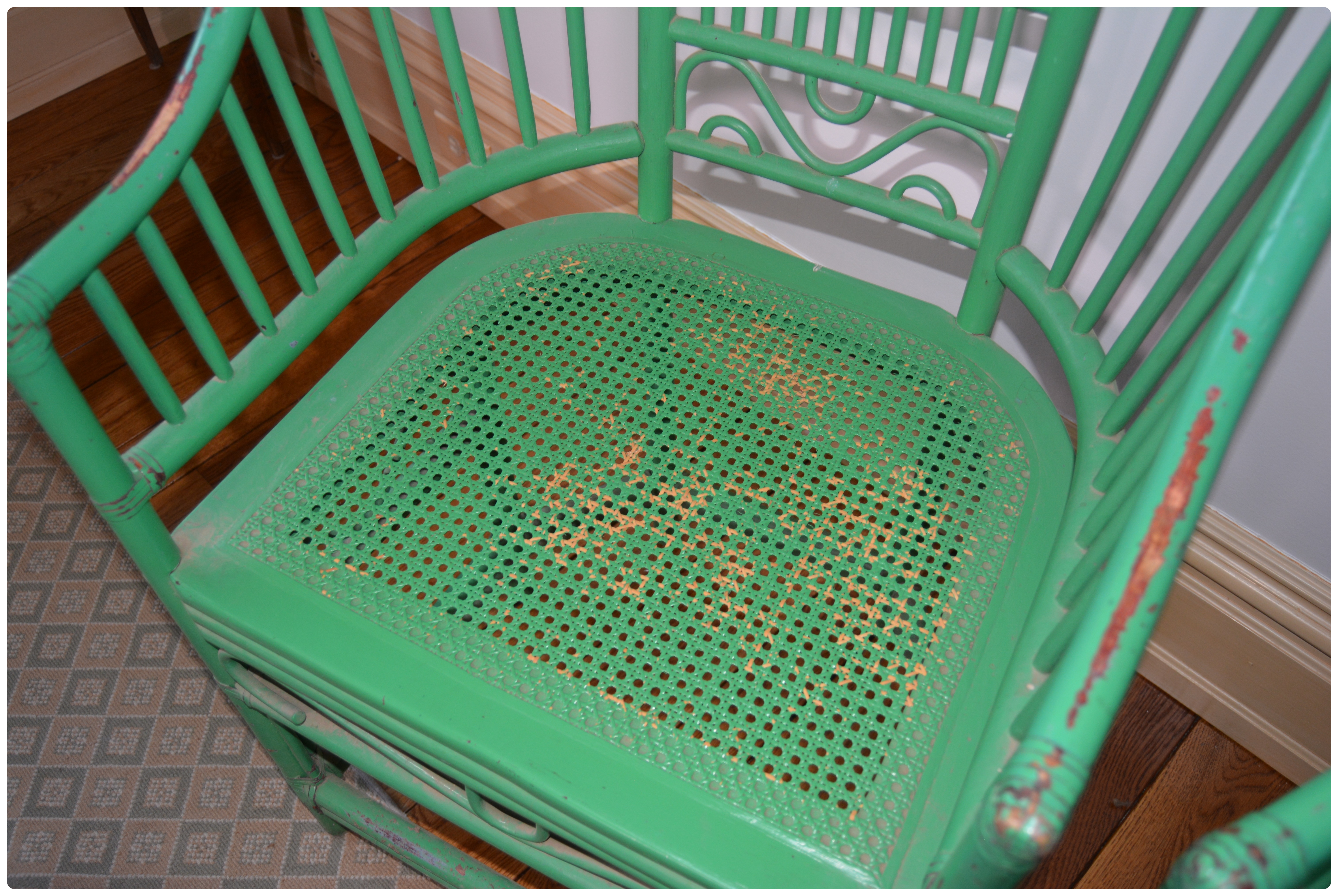 Painted Bentwood Bamboo Chair with Cane Seat, Pair, Vintage