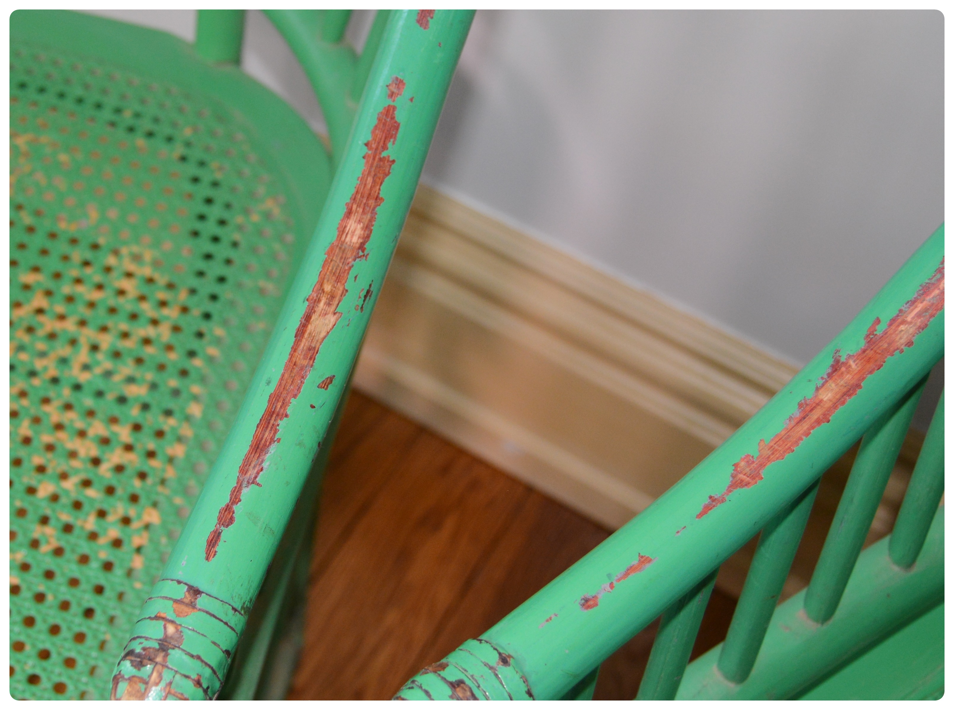 Painted Bentwood Bamboo Chair with Cane Seat, Pair, Vintage