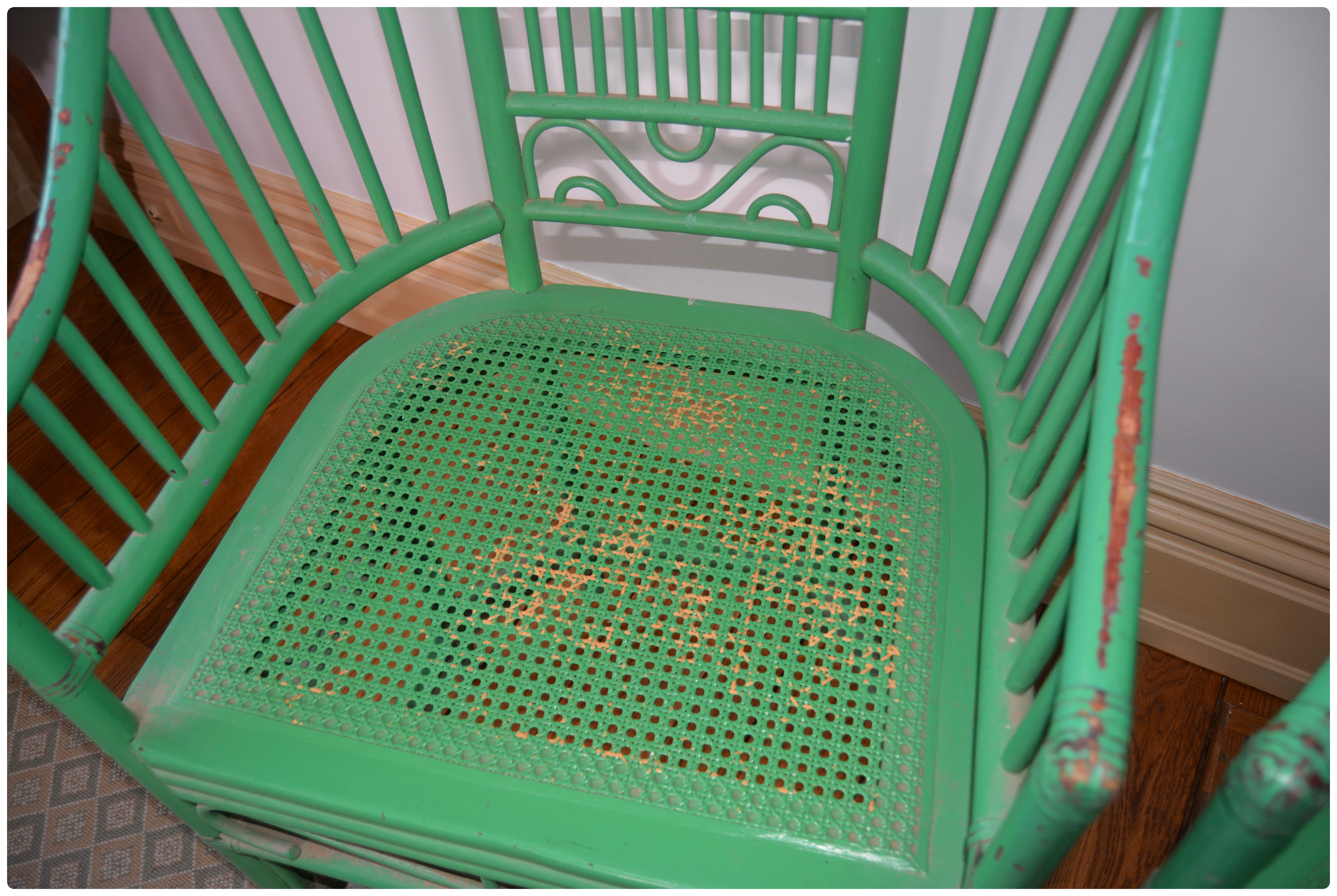 Painted Bentwood Bamboo Chair with Cane Seat, Pair, Vintage