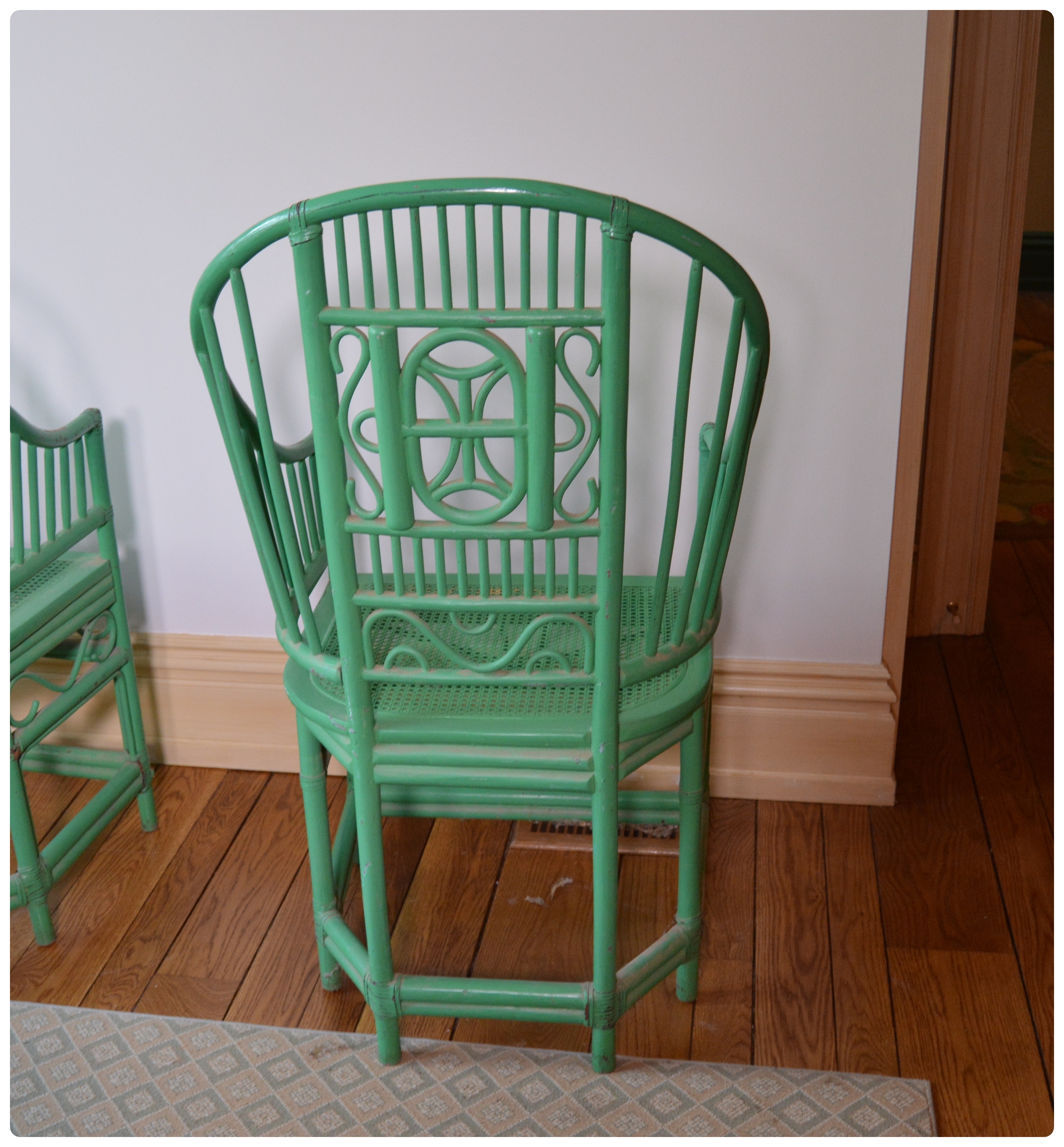 Painted Bentwood Bamboo Chair with Cane Seat, Pair, Vintage