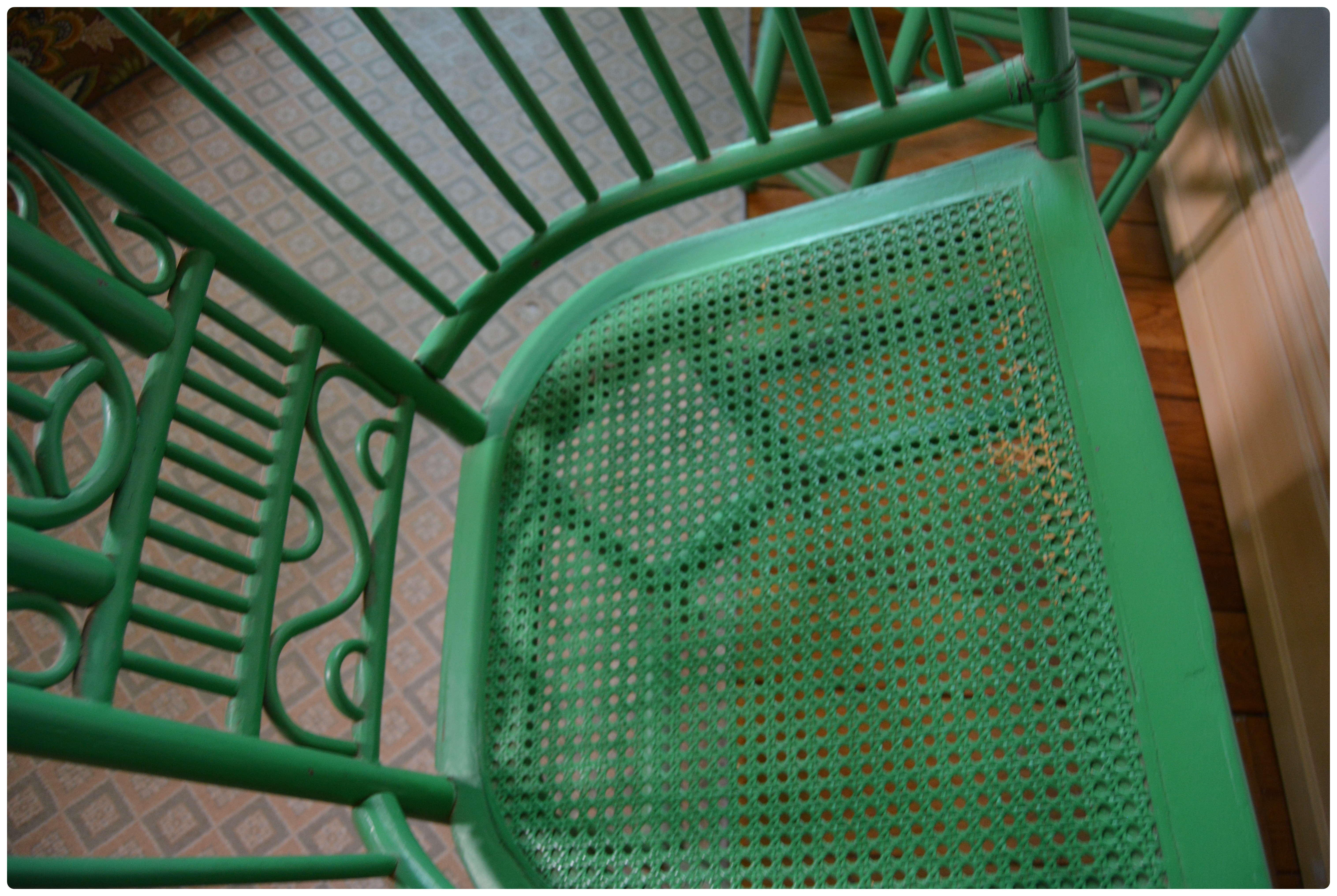 Painted Bentwood Bamboo Chair with Cane Seat, Pair, Vintage