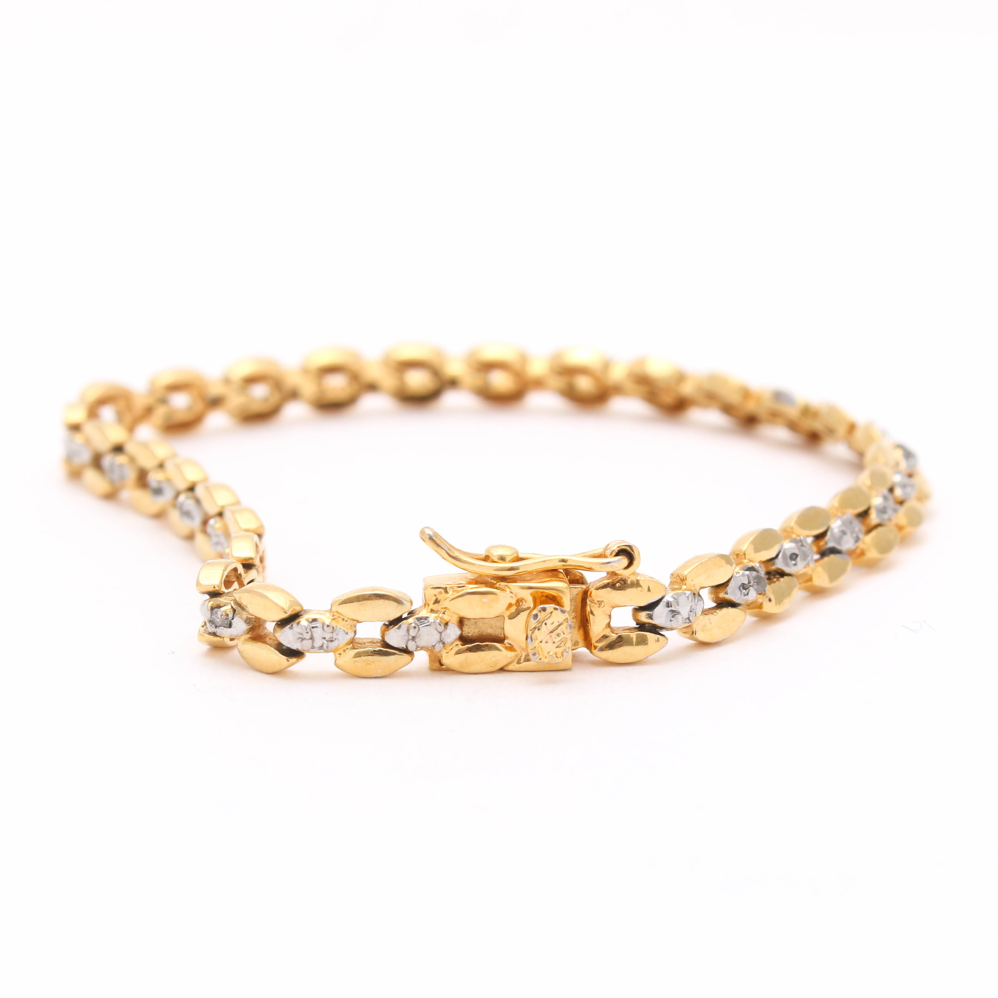 Gold Wash on Sterling Silver Diamond Bracelet
