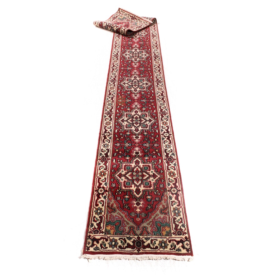 Hand-Knotted Indo-Persian Heriz Carpet Runner