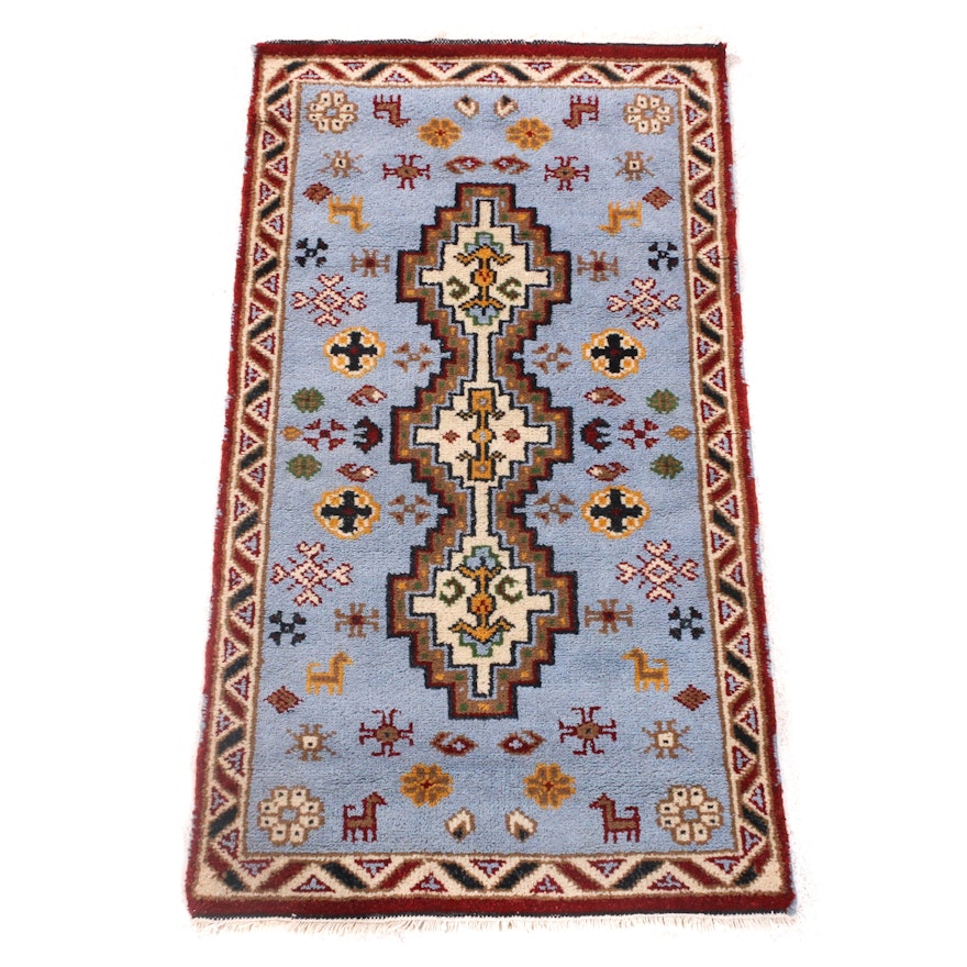 Hand-Knotted Indo-Caucasian Kazak Rug