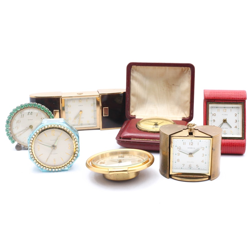 Vintage Travel Clocks by Semca, Benrus, Florn