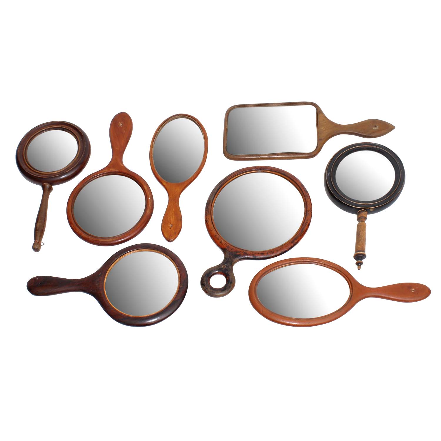 Vintage Brown Wooden Hand Mirrors EBTH
