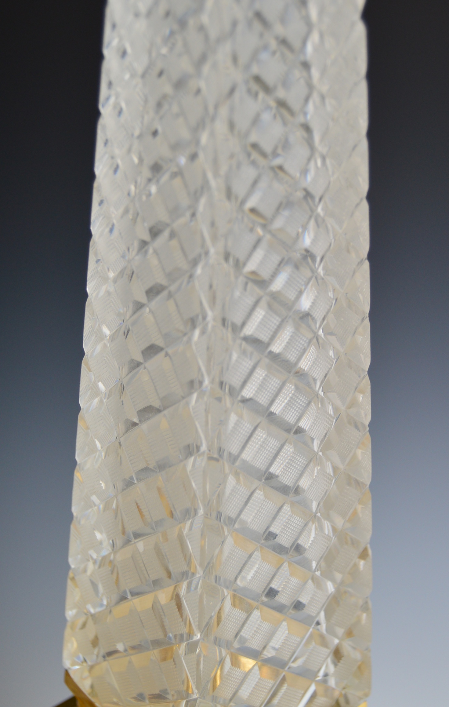 Pair of Cut Crystal Obelisks