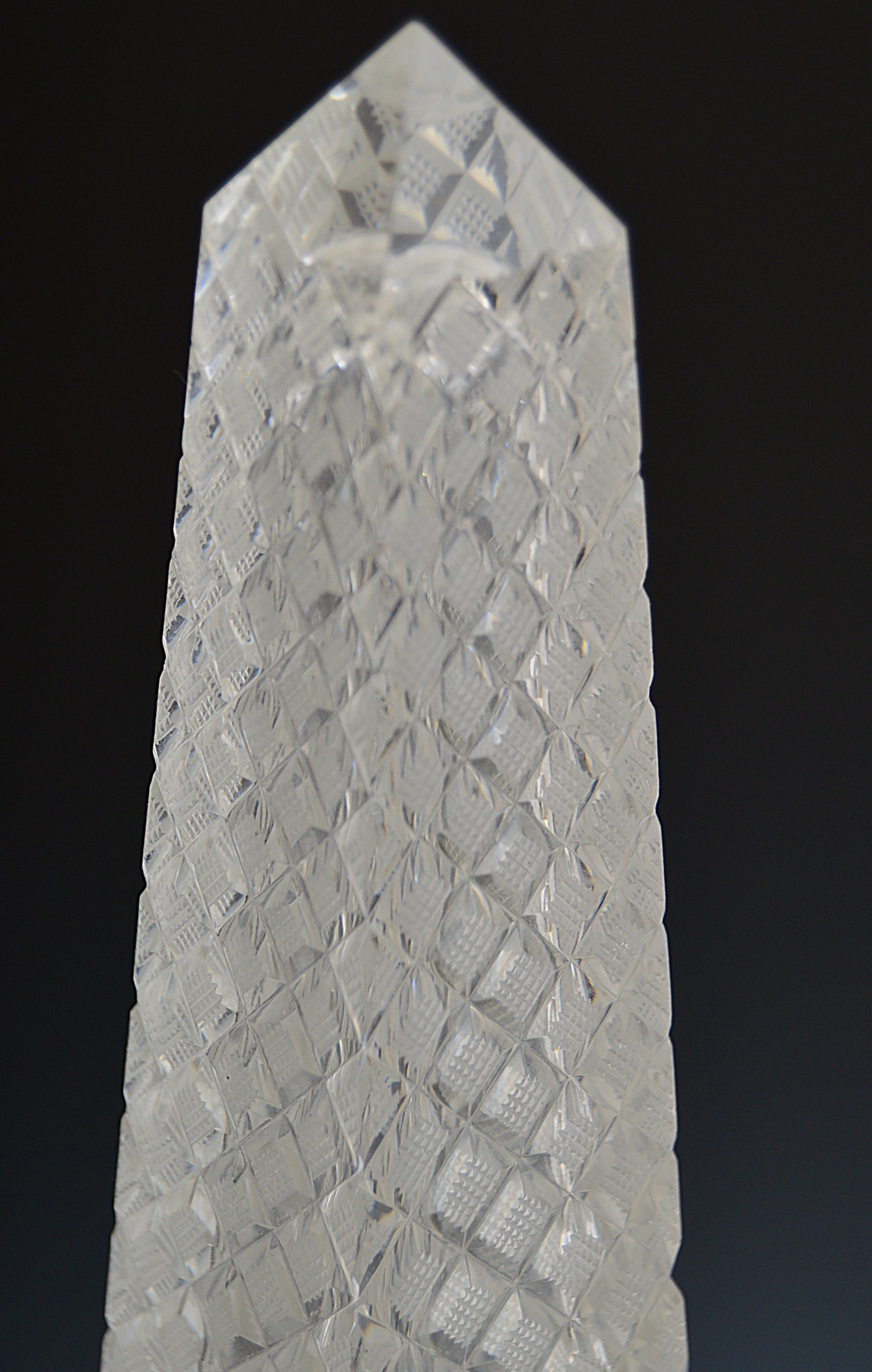 Pair of Cut Crystal Obelisks