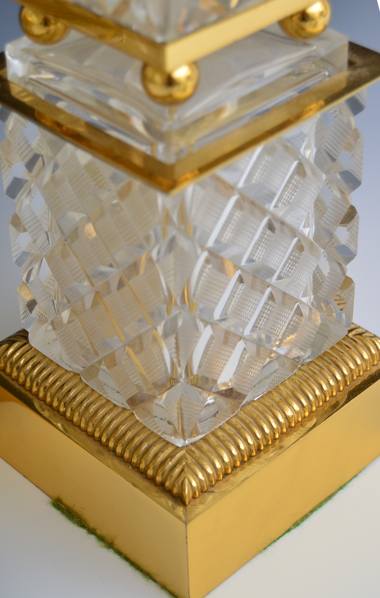 Pair of Cut Crystal Obelisks