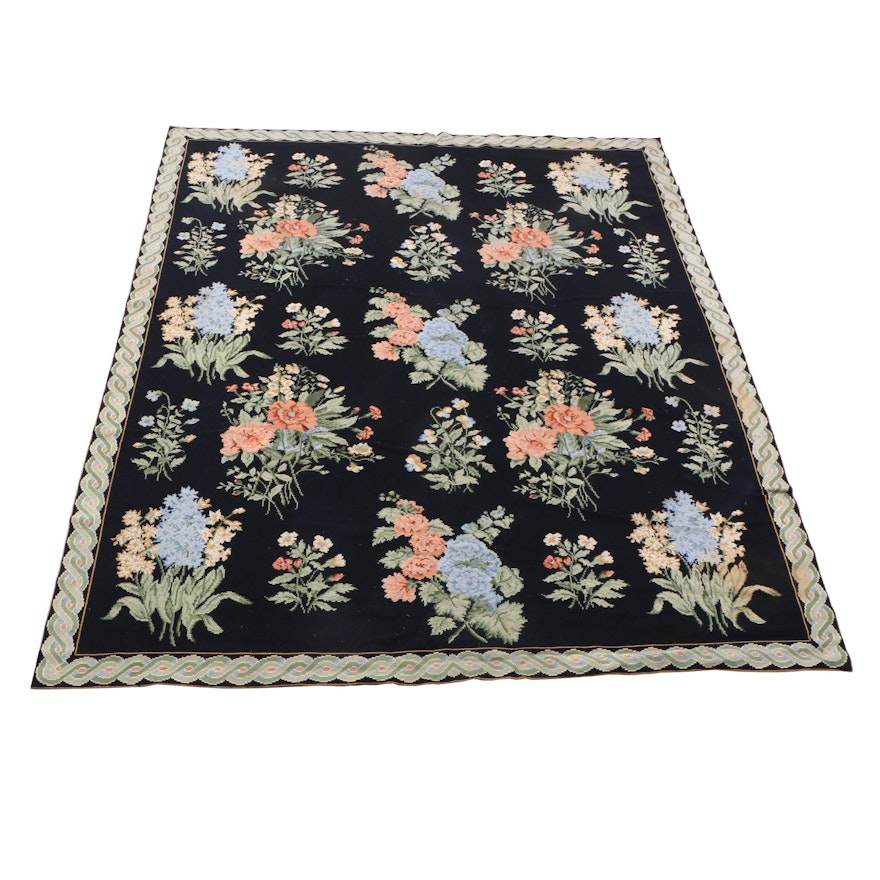 Power Loomed Needlepoint Style Floral Wool Rug