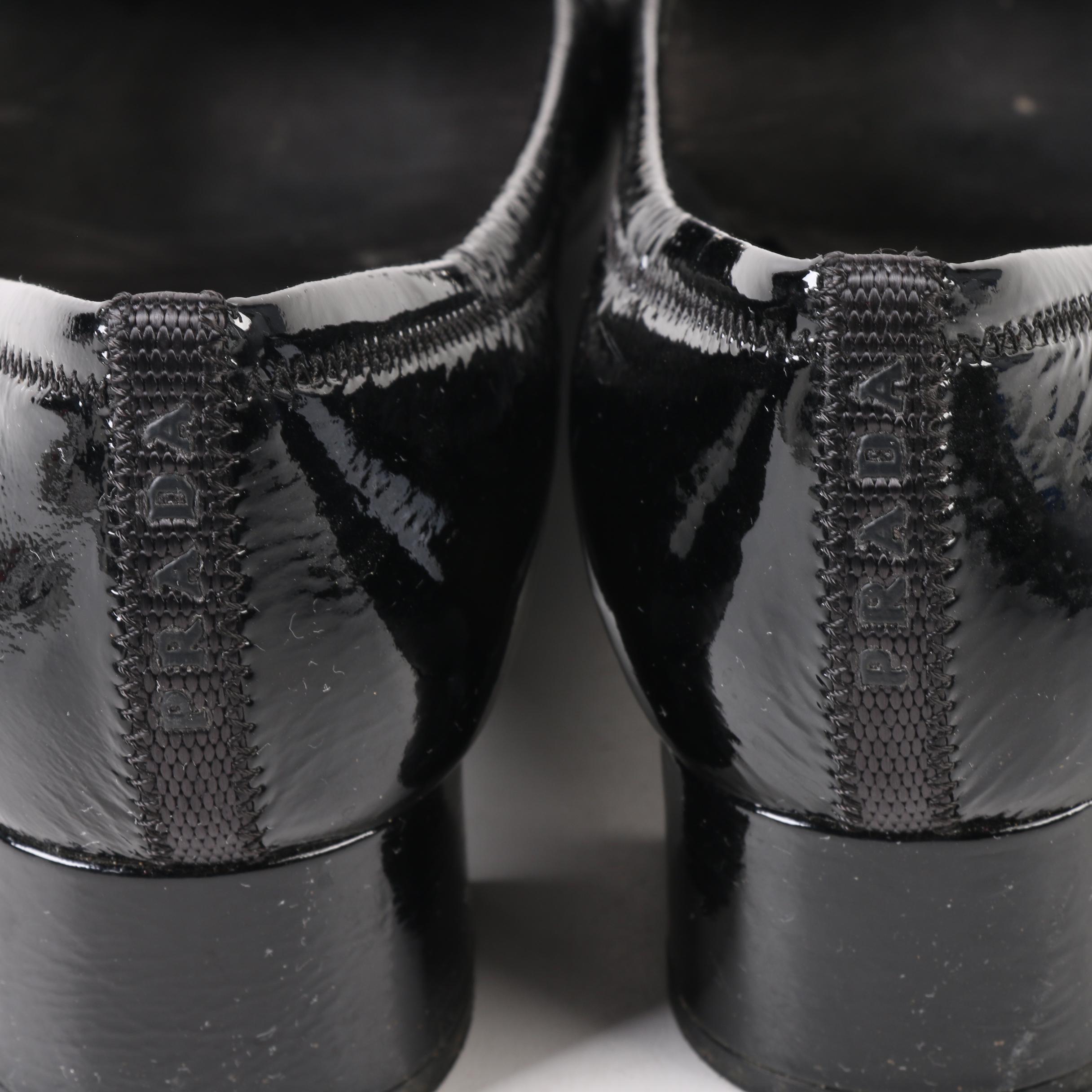 Prada Bridget Black Patent Leather Ballet Pumps