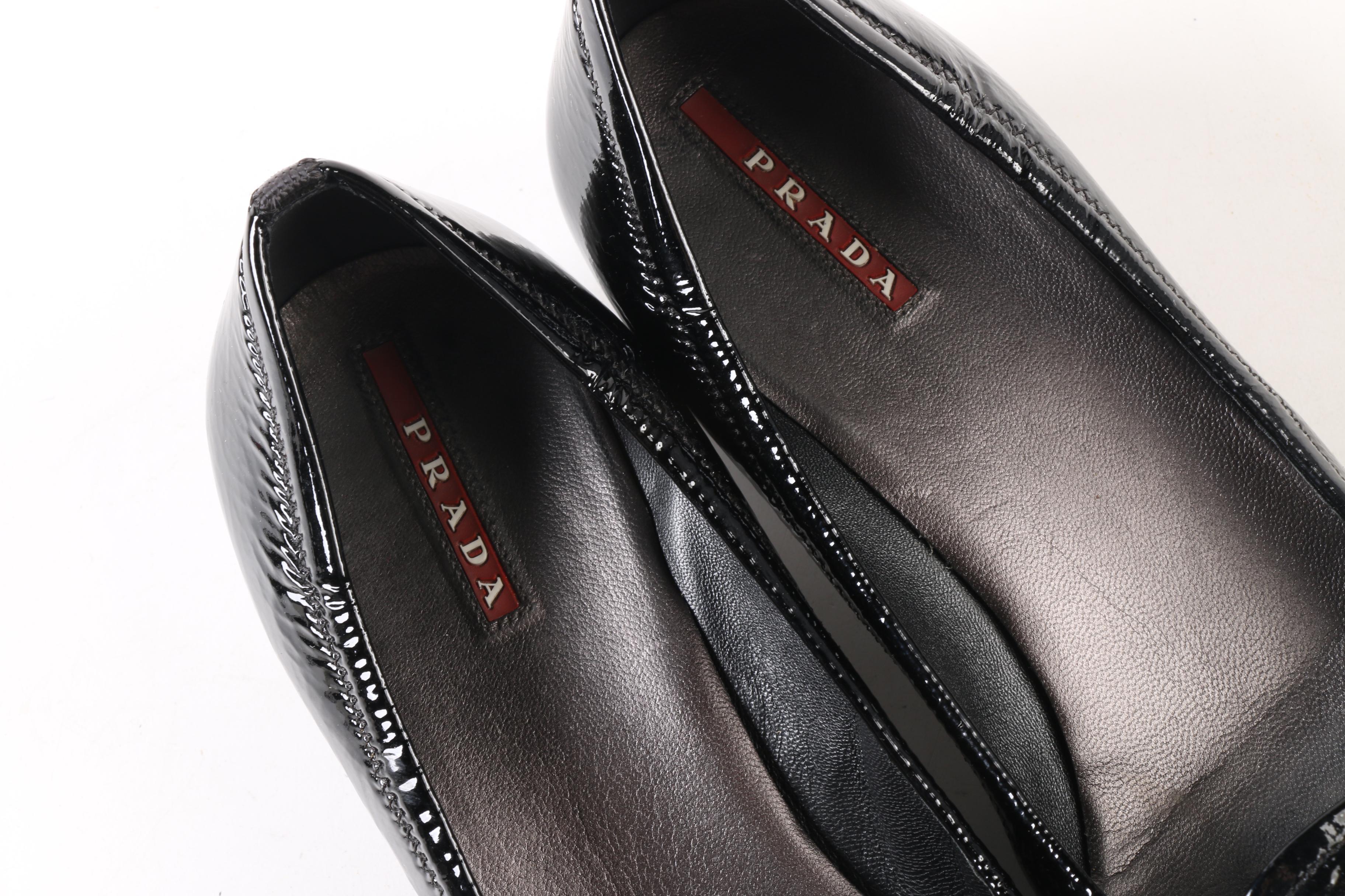 Prada Bridget Black Patent Leather Ballet Pumps