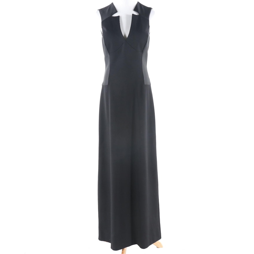 Halston Heritage Black Knit Sleeveless Gown