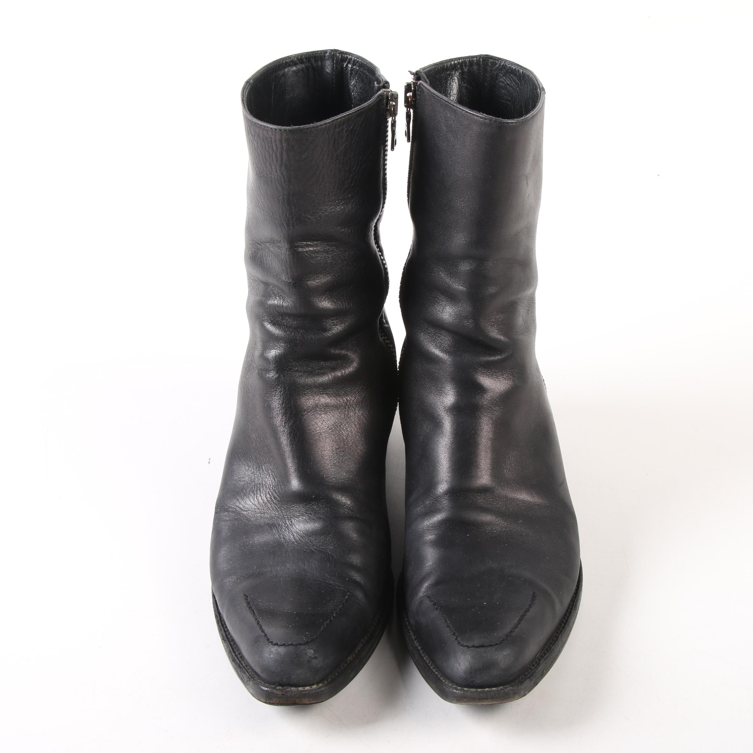 Prada Black Leather Ankle Boots