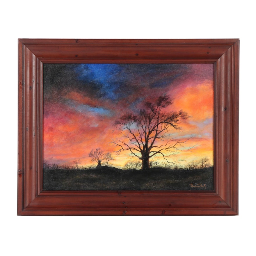 Barbara Park Oil Painting of Tree Silhouette