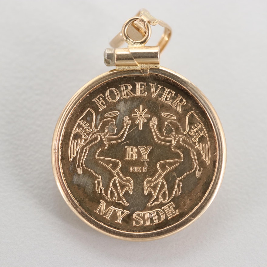 14K Yellow Gold Mother and Child Pendant