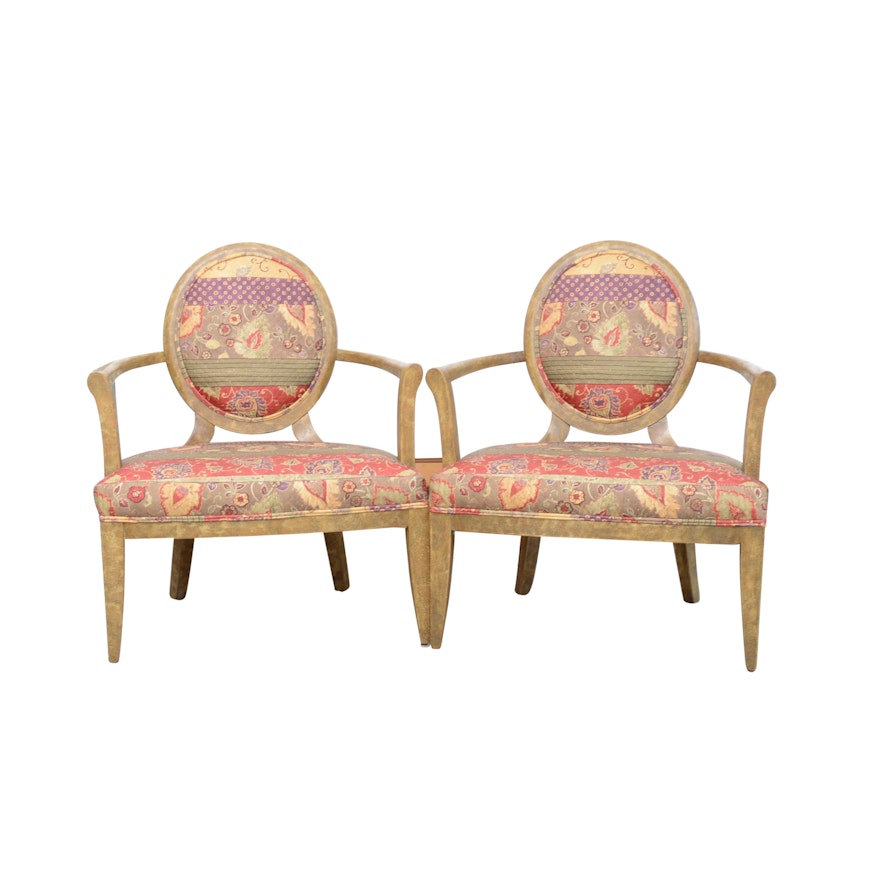 Pair of Custom Upholstered Balloon Back Chairs