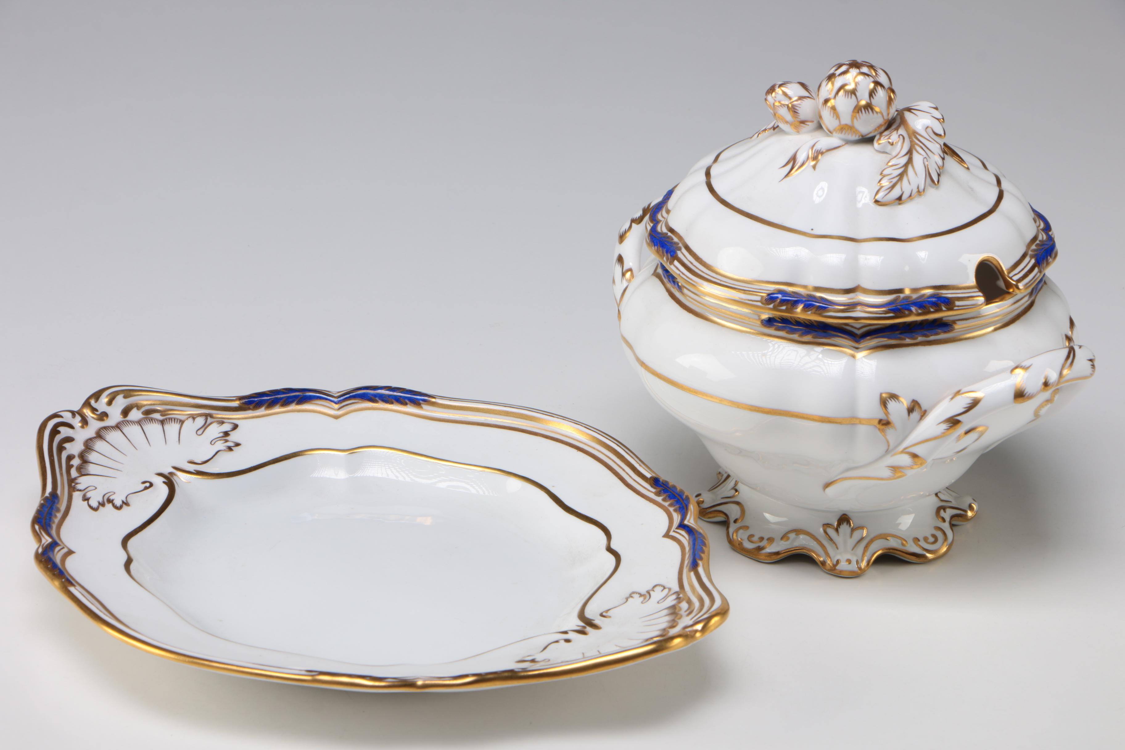 Copeland Spode "Stafford Blue Leaf" Porcelain Tureen with Underplate, 1966-1971