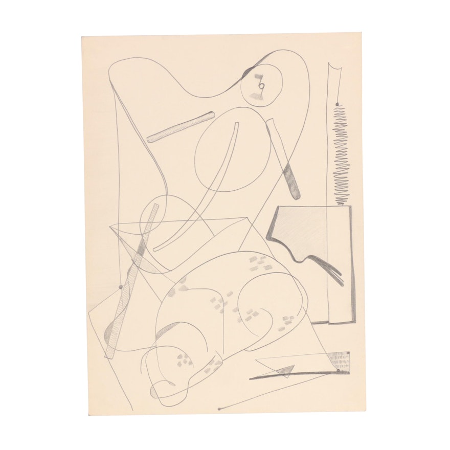 W. Glen Davis Abstract Graphite Drawing