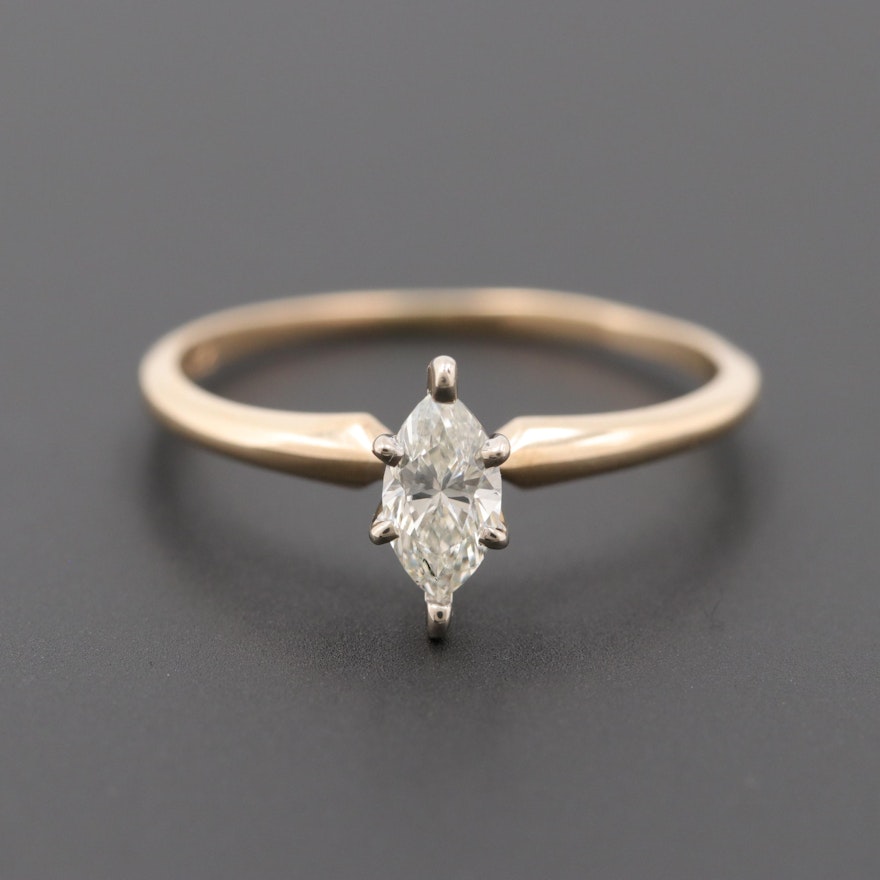 14K Yellow Gold Diamond Solitaire Ring