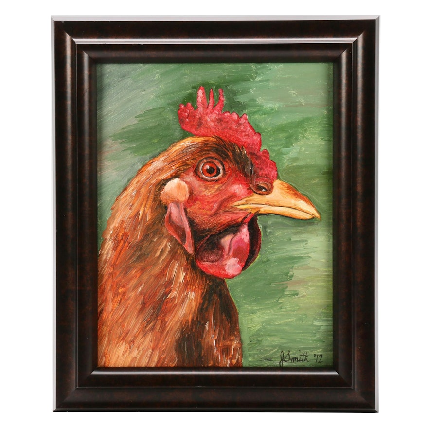 Jackie Smith Oil Painting of a Rhode Island Red Chicken