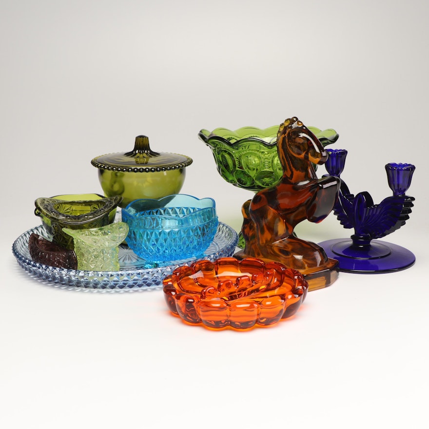 Fenton and Other Pressed Glass Tableware and Decor, 1920s-1970s