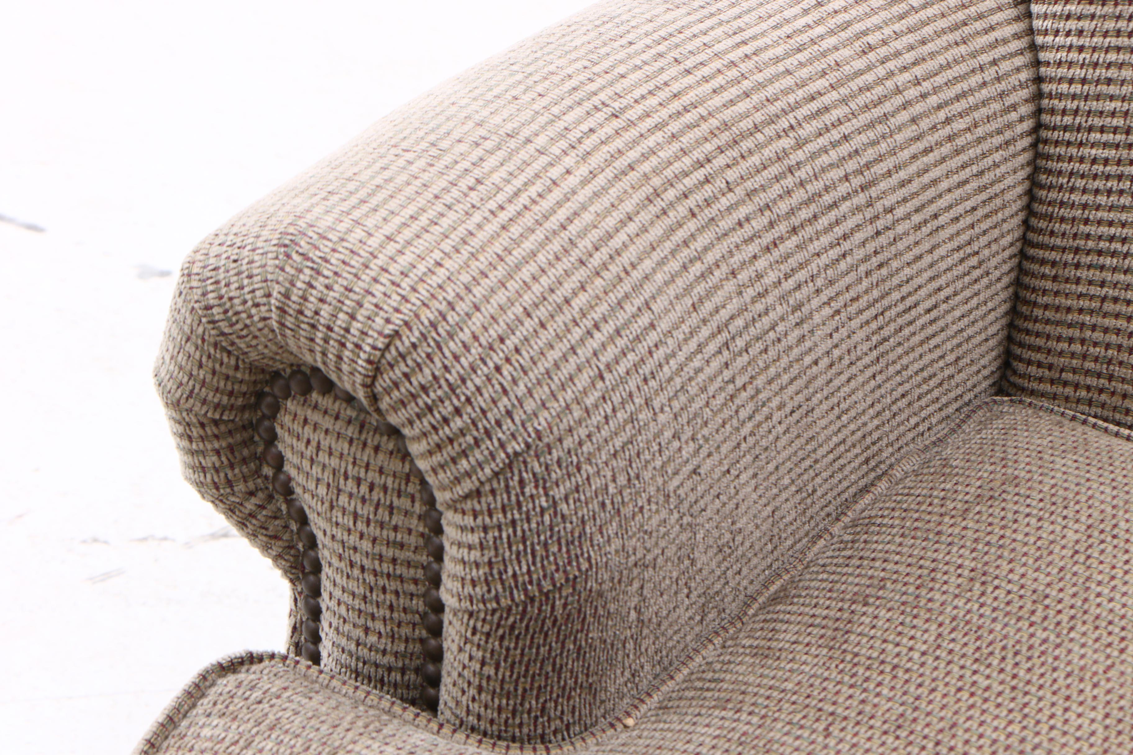 Contemporary Upholstered Button Tufted Arm Chair with Ottoman by Flexsteel