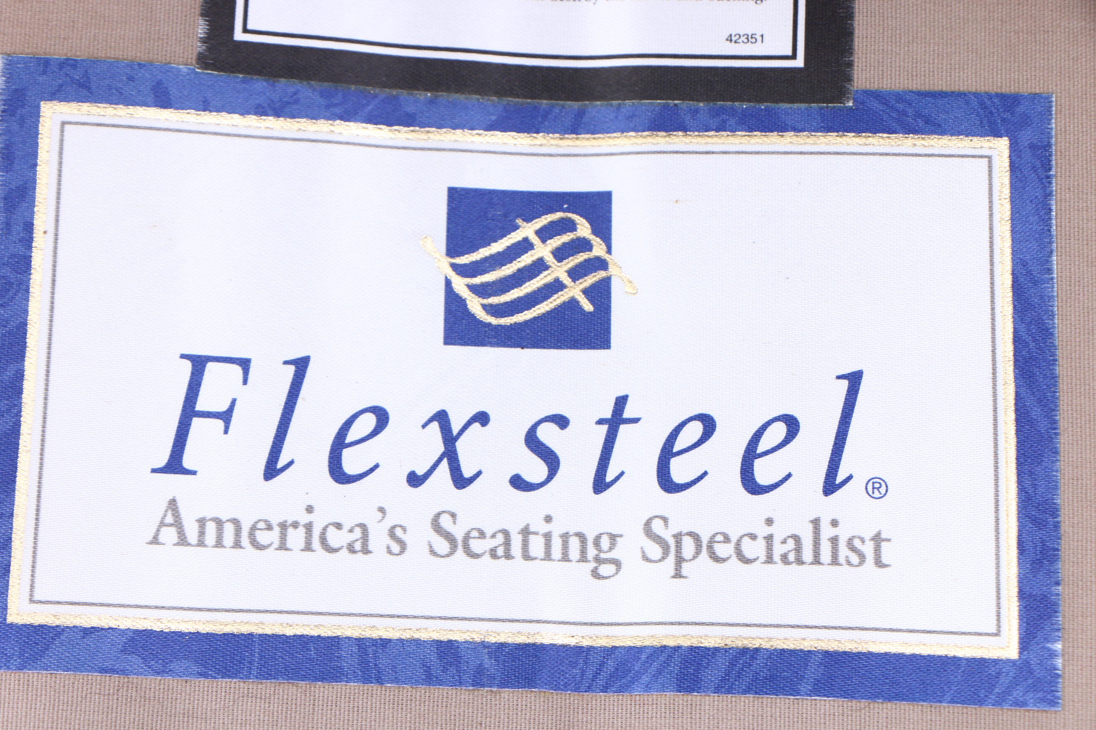 Contemporary Upholstered Button Tufted Arm Chair with Ottoman by Flexsteel