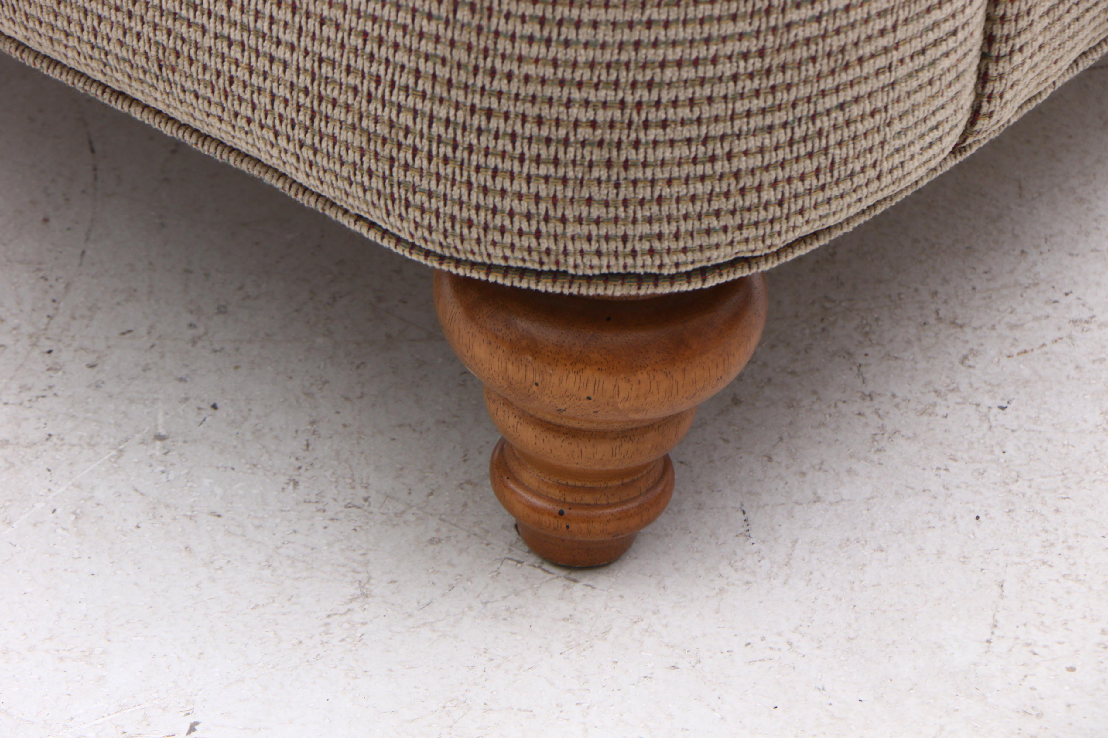 Contemporary Upholstered Button Tufted Arm Chair with Ottoman by Flexsteel