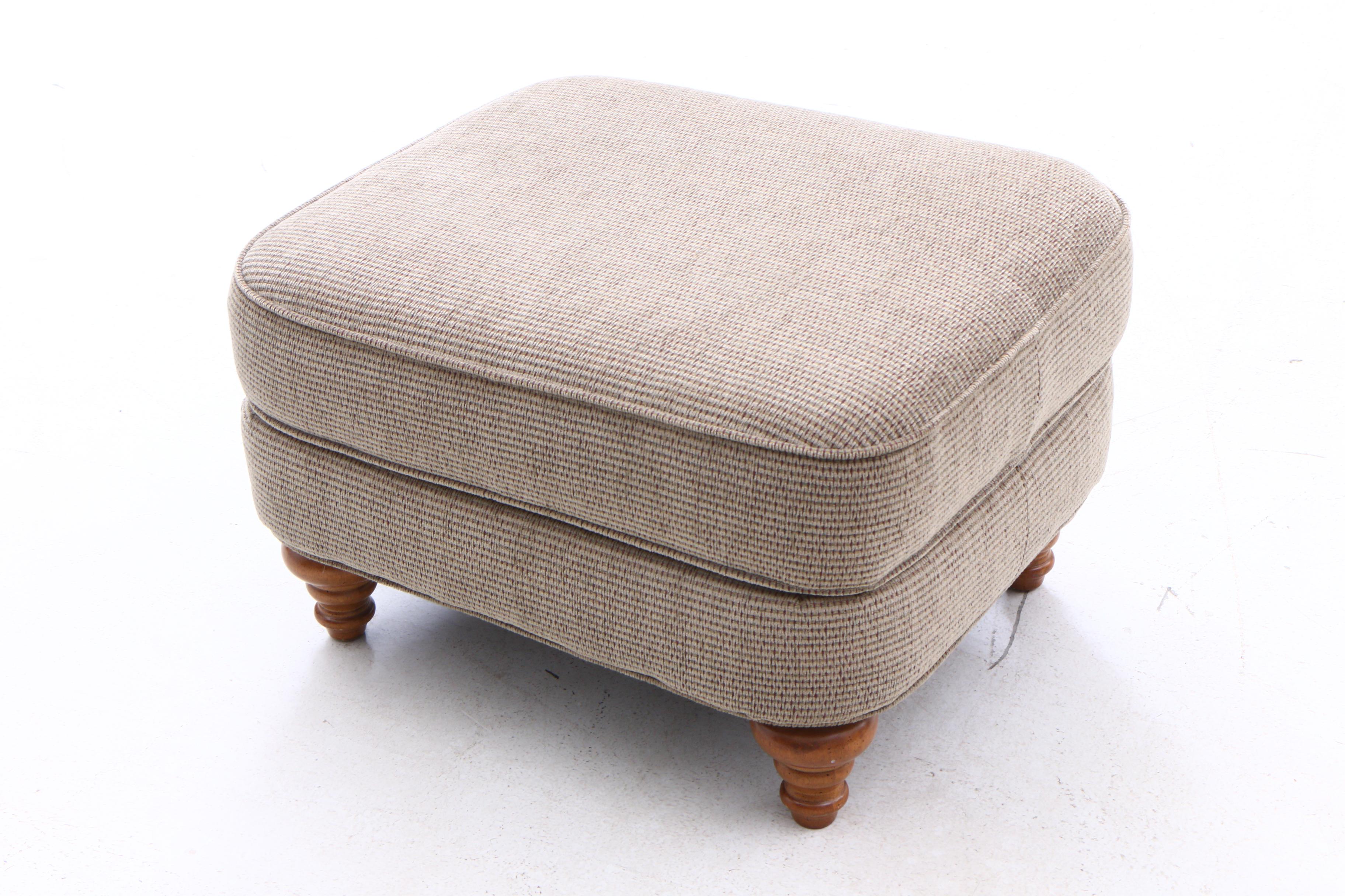 Contemporary Upholstered Button Tufted Arm Chair with Ottoman by Flexsteel